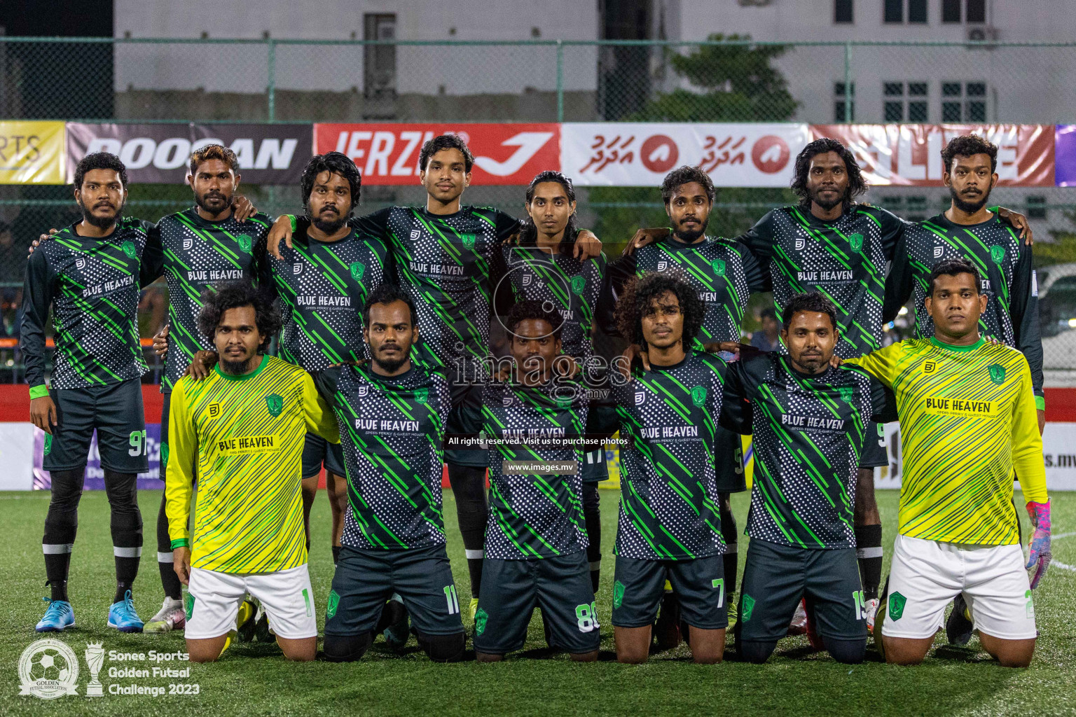 Sh. Feevah vs Sh. Lhaimagu in Day 4 of Golden Futsal Challenge 2023 on 08 February 2023 in Hulhumale, Male, Maldives