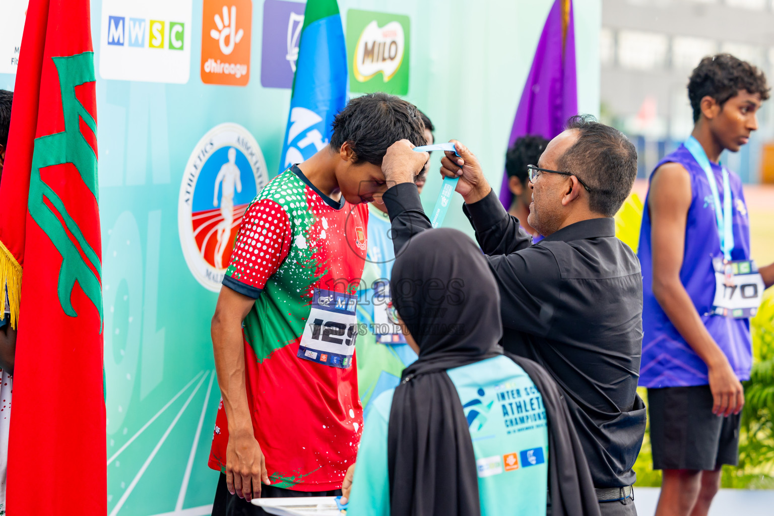 Day 6 of MWSC Interschool Athletics Championships 2024 held in Hulhumale Running Track, Hulhumale, Maldives on Thursday, 14th November 2024. Photos by: Nausham Waheed / Images.mv