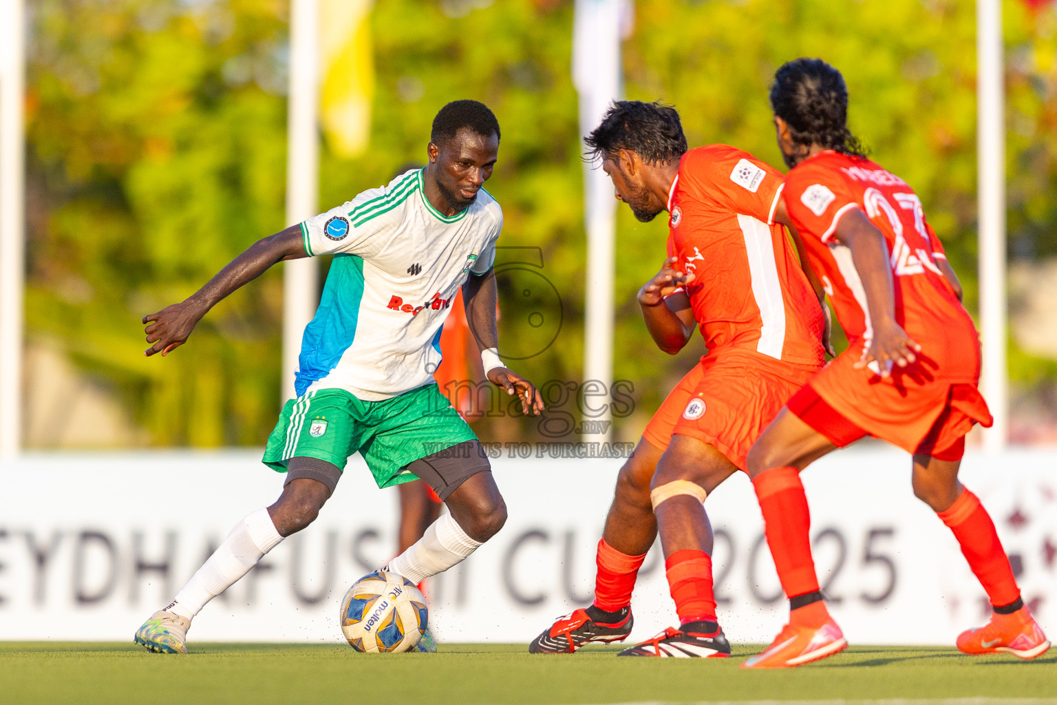 Huss Songun Football Team vs CC Sports Club in Day 2 of Eydhafushi Cup 2025 held in Eydhafushi Football Stadium at B. Eydhafushi, Maldives on Saturday, 6th September 2025. Photos: Mohamed Mahfouz Moosa / images.mv