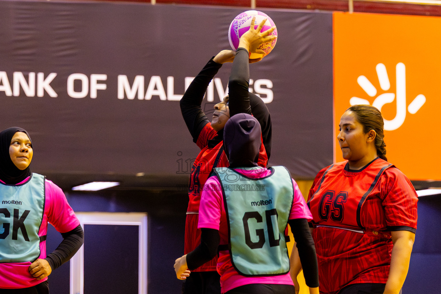 C Matrix vs MV Netters in Day 1 of 24th Milo Netball Association Championship held in Social Center at Male', Maldives on Monday, 1st September 2025. Photos: Nausham Waheed / images.mv