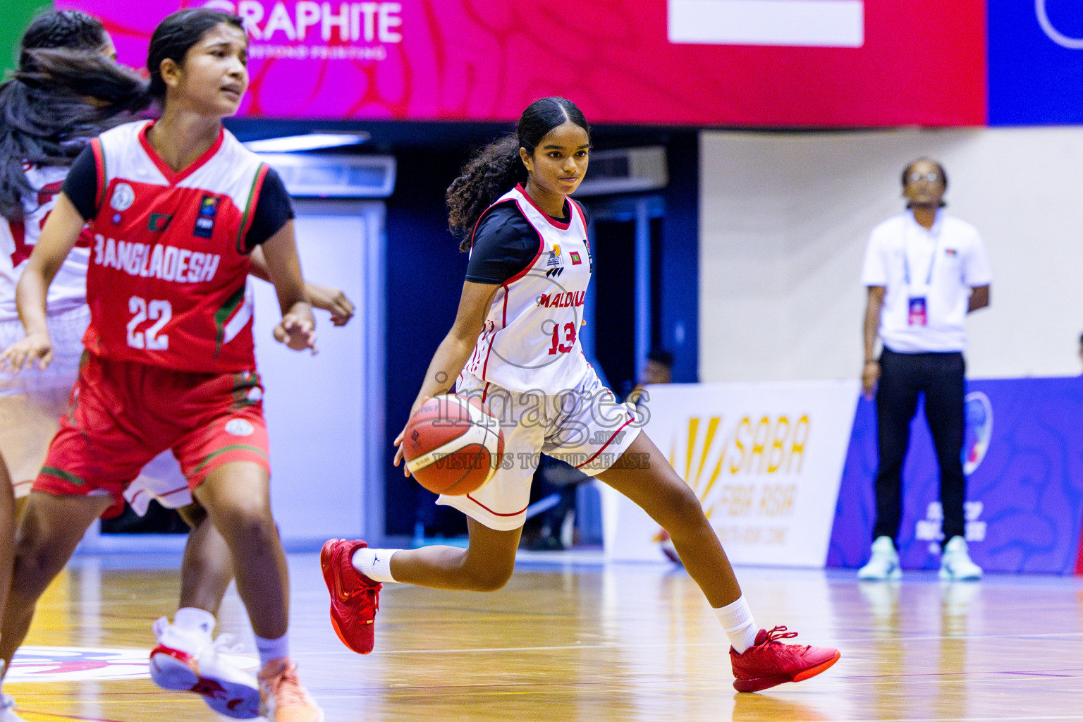 Maldives vs Bangladesh in Day 1 of Under 16 Woman's Asian Cup SABA Qualifiers 2025 was held in Social Center, Male', Maldives on 12th June 2025. Photos: Nausham Waheed / images.mv