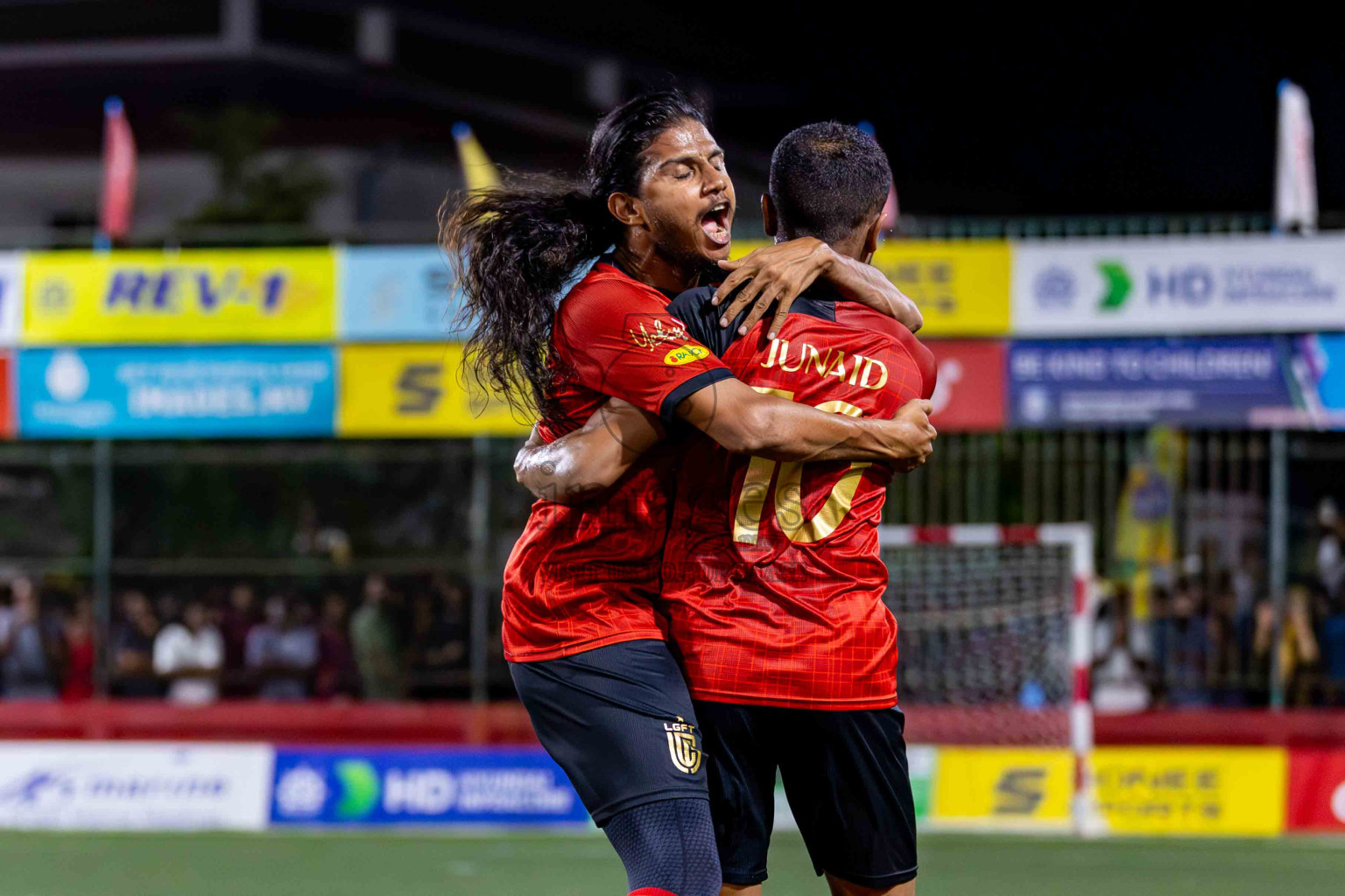 L. Gan VS B. Eydhafushi in the Finals of Golden Futsal Challenge 2024 which was held on Thursday, 7th March 2024, in Hulhumale', Maldives. 
Photos: Hassan Simah / images.mv