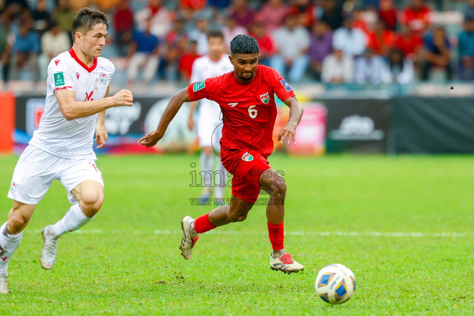 Maldives vs Tajikistan in the AFC Asian Cup Saudi Arabia 2027 Qualifier was played in Male' Maldives on Tuesday, 14th October 2025. 
Photos: Raaif Yoosuf / images.mv