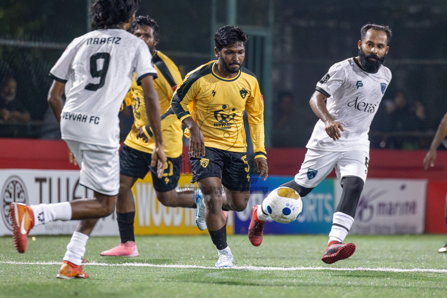 M. Veyvah vs M. Maduvvari in Day 12 of Golden Futsal Challenge 2025 was held on Thursday, 16th January 2025, in Hulhumale', Maldives Photos: Mohamed Mahfooz Moosa / images.mv