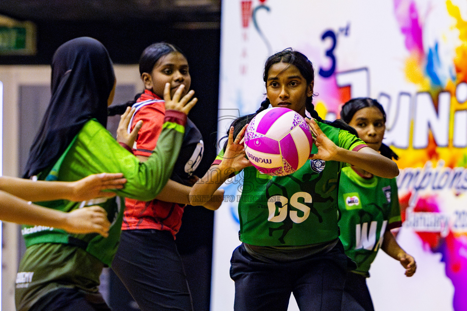 AIS Netball Academy vs Fiontti Sports Academy in Day 2 of 3rd Junior Championship - Netball association of Maldives, held at Social Center on Monday 20th January 2025 . Photos by Nausham Waheed
