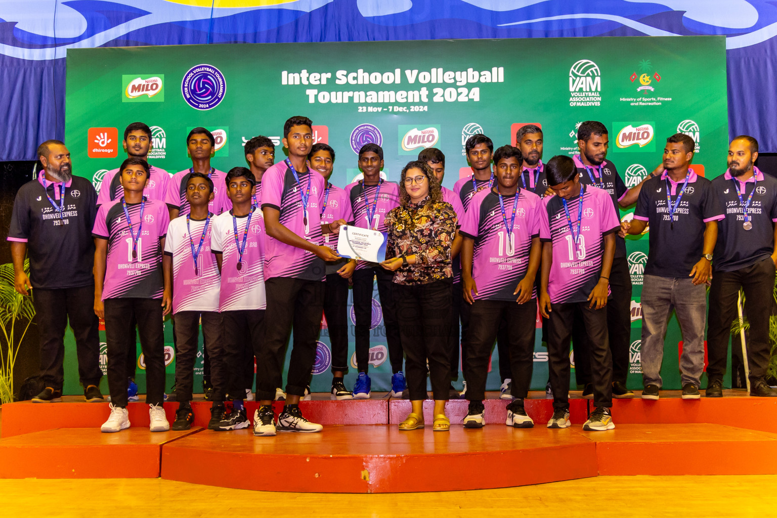 Finals of Interschool Volleyball Tournament 2024 was held in Social Center at Male', Maldives on Friday, 6th December 2024. Photos: Nausham Waheed / images.mv