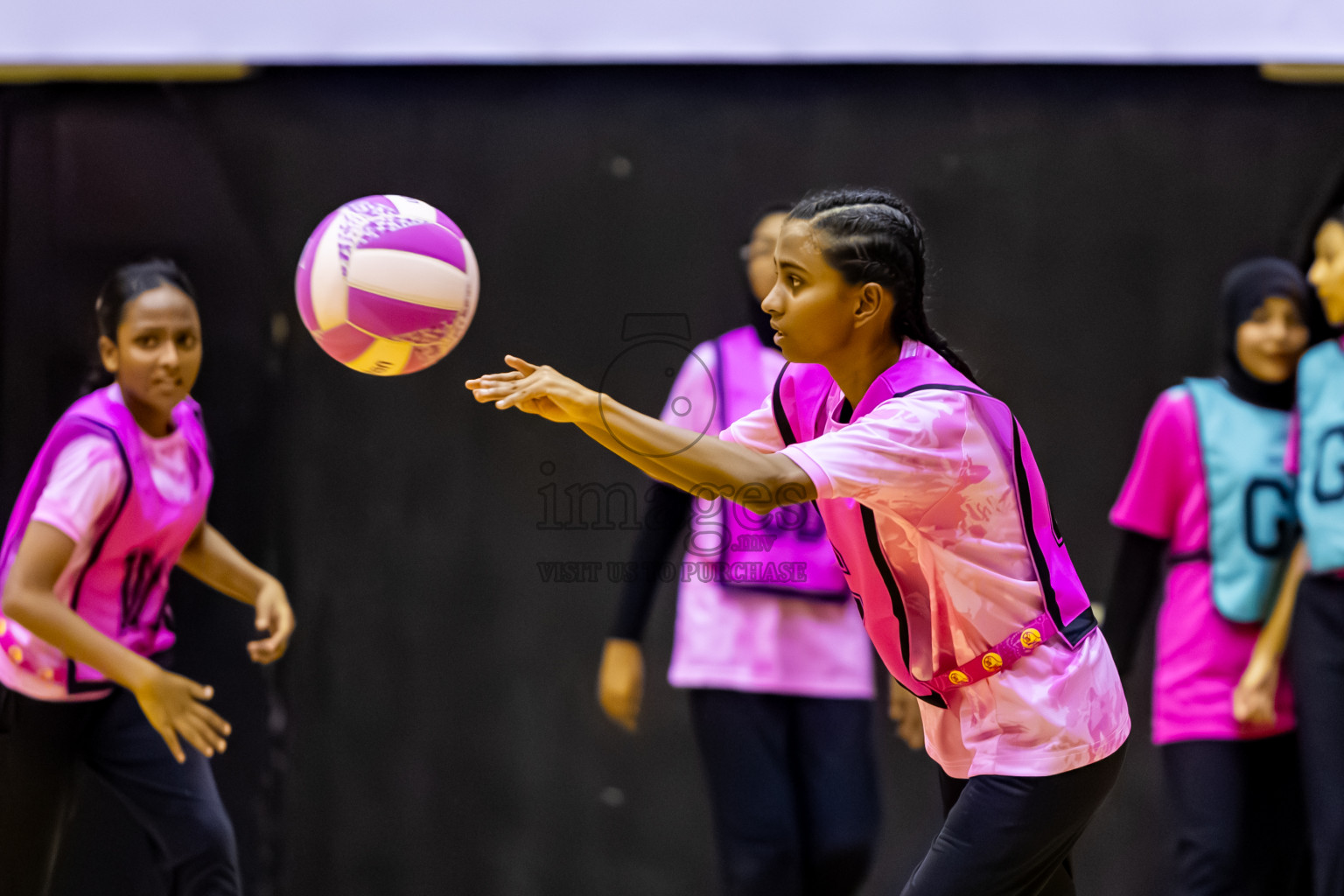 MV netters vs Xenith SC in Day 4 of 24th Milo Netball Association Championship held in Social Center at Male', Maldives on Thursday, 4th September 2025. Photos: Nausham Waheed / images.mv