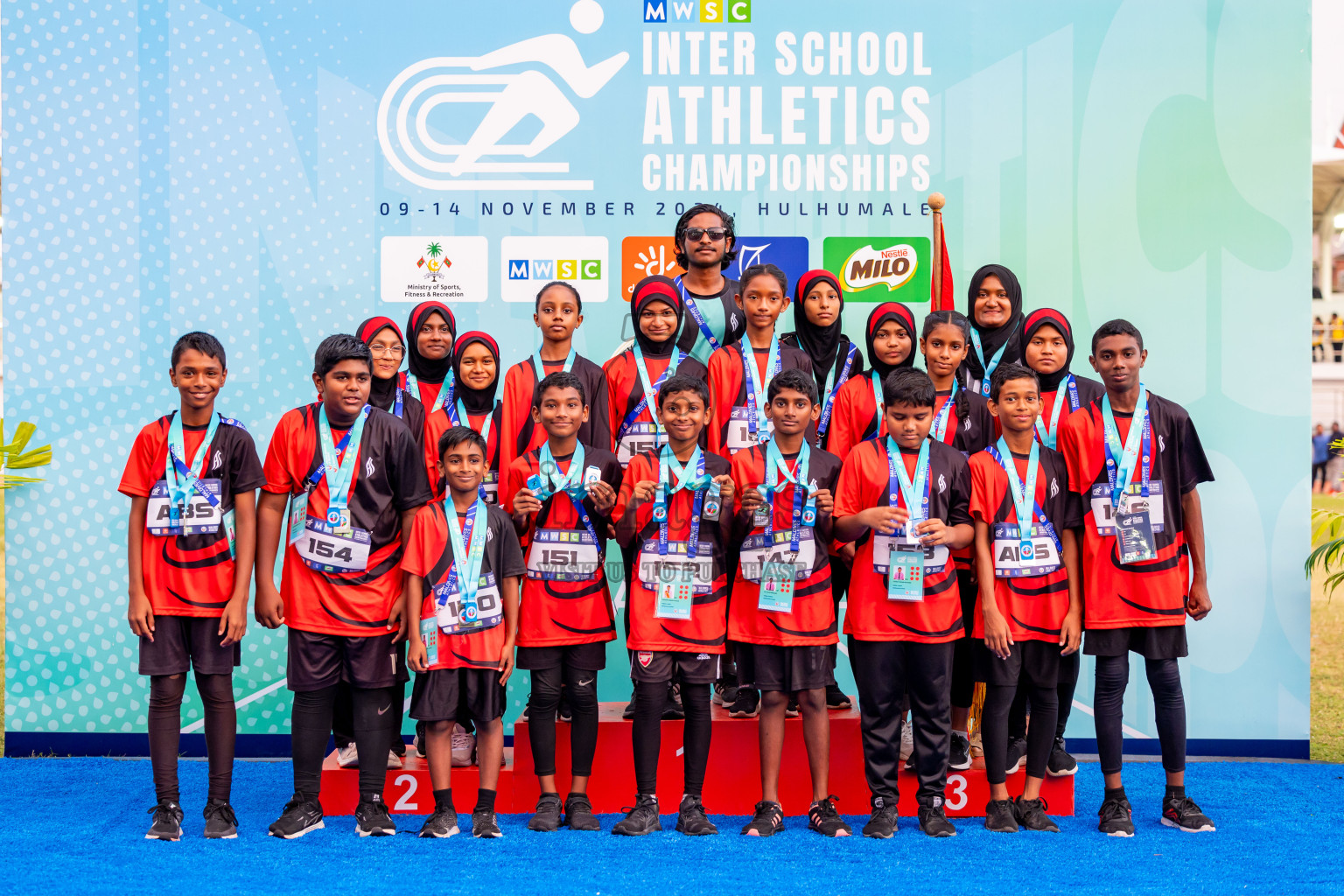 Day 6 of MWSC Interschool Athletics Championships 2024 held in Hulhumale Running Track, Hulhumale, Maldives on Thursday, 14th November 2024. Photos by: Nausham Waheed / Images.mv