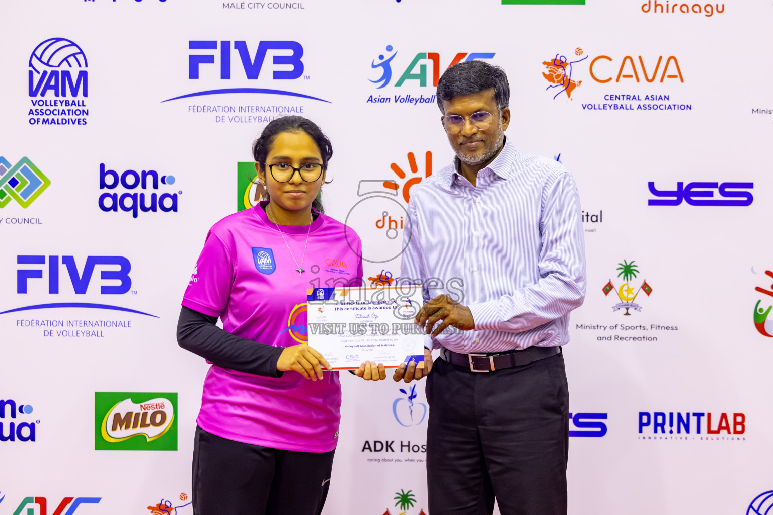 Sri Lanka vs Maldives in Semi Final of CAVA U20 Woman's Volleyball Championship 2024 was held in Social Center, Male', Maldives on 22nd July 2024. Photos: Nausham Waheed / images.mv