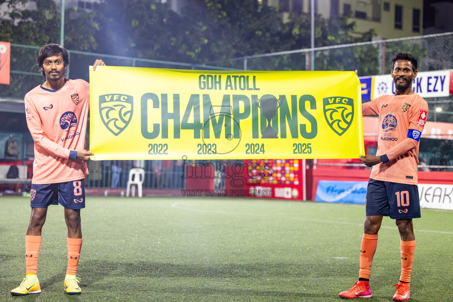 GDh Vaadhoo vs GDh Gadhdhoo in Gaafu Dhaal Atoll Final in Day 24 of Golden Futsal Challenge 2025 was held on Tuesday , 28th January 2025, in Hulhumale', Maldives. Photos: Nausham Waheed / images.mv
