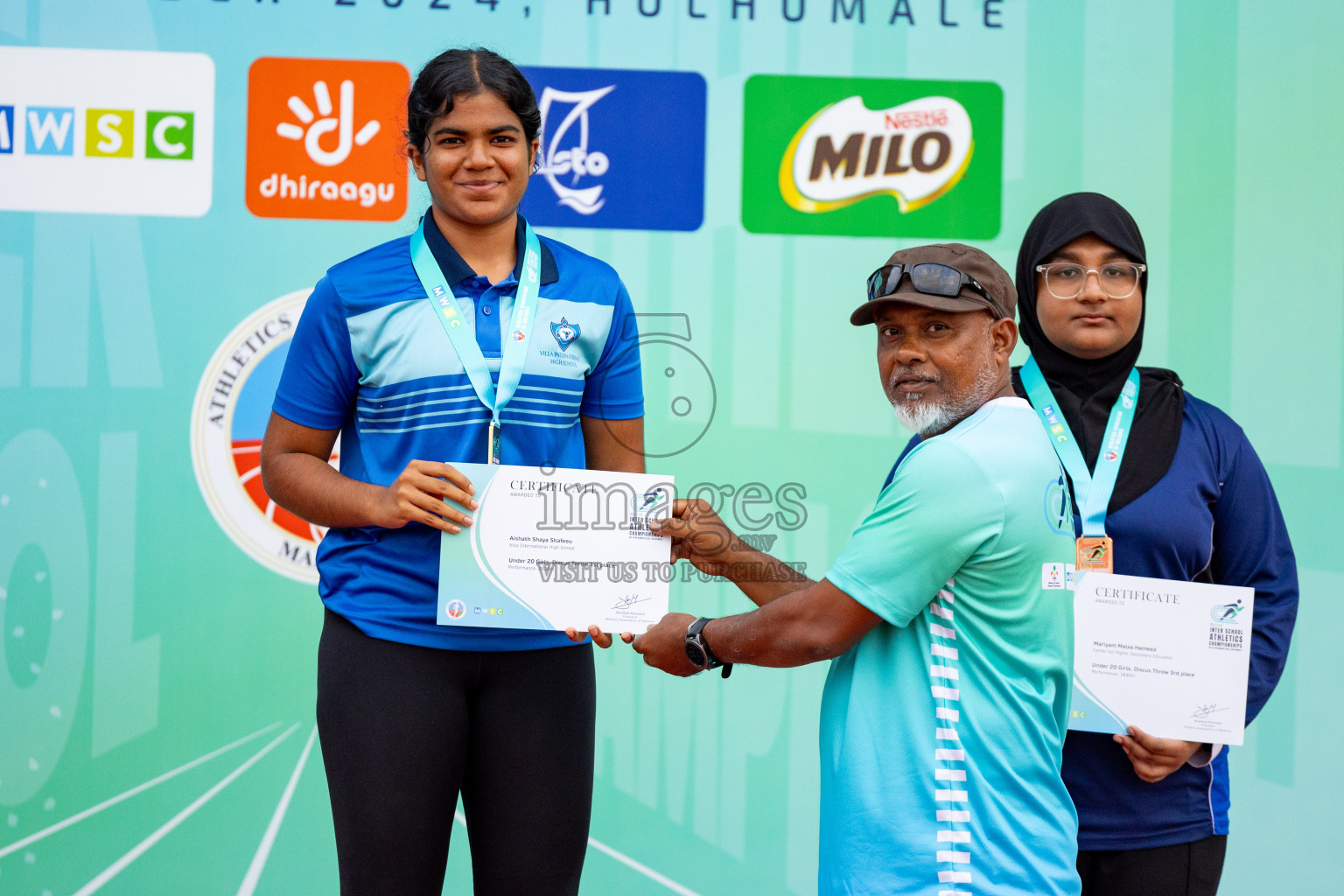 Day 2 of MWSC Interschool Athletics Championships 2024 held in Hulhumale Running Track, Hulhumale, Maldives on Sunday, 10th November 2024. 
Photos by: Hassan Simah / Images.mv