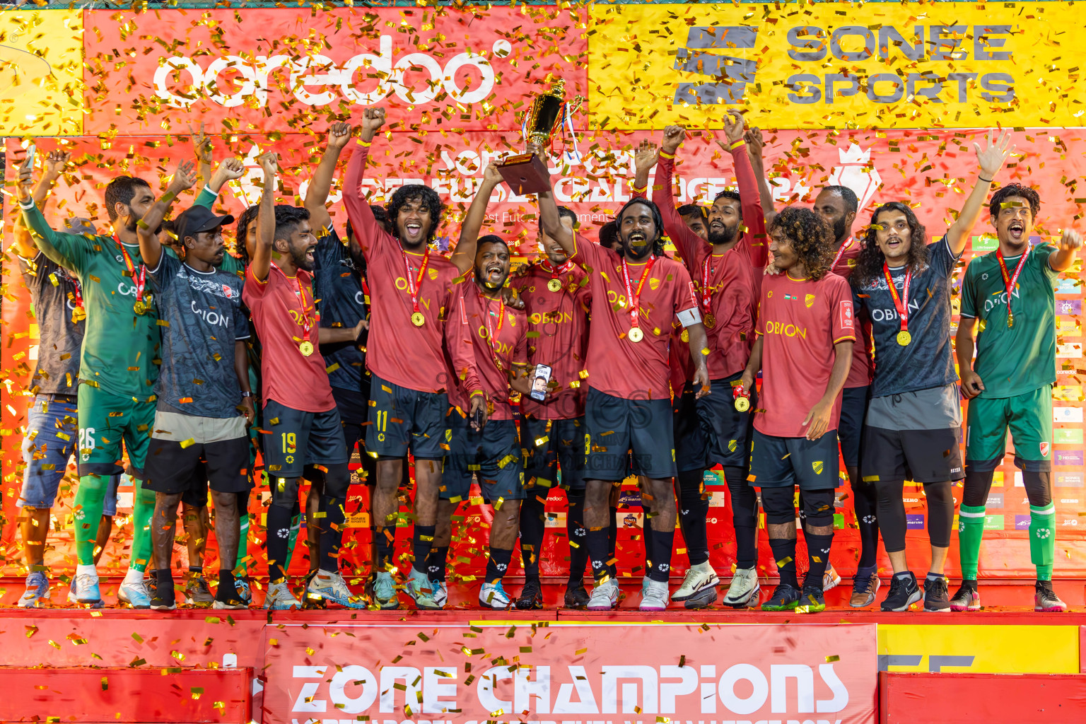 Dh Kudahuvadhoo vs F Bilehdhoo in Zone 5 Final on Day 38 of Golden Futsal Challenge 2024 which was held on Friday, 23rd February 2024, in Hulhumale', Maldives Photos: Ismail Thoriq / images.mv