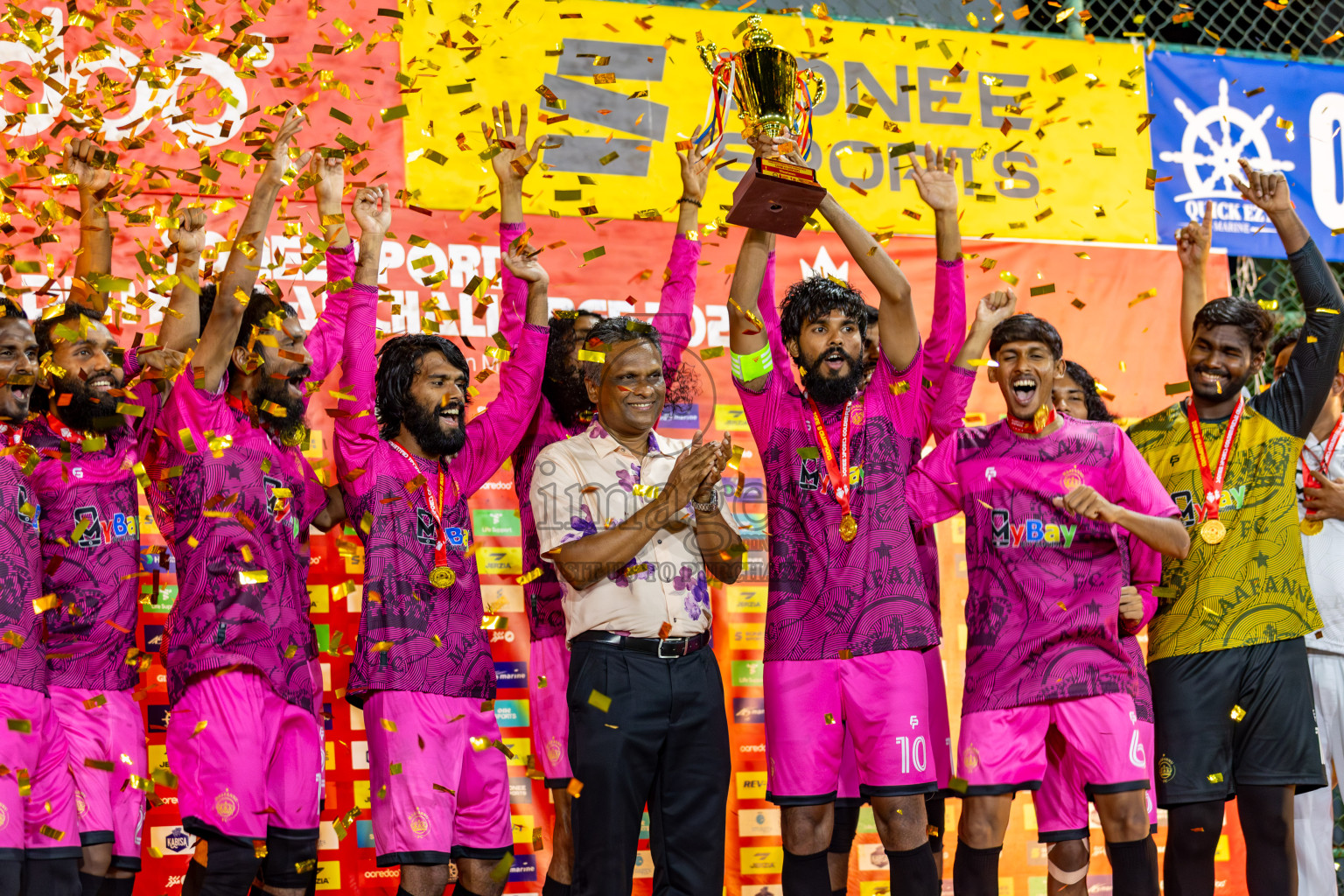 Vilimale VS Maafannu in Zone 8 Group Stage Final on Day 38 of Golden Futsal Challenge 2024 which was held on Friday, 23rd February 2024, in Hulhumale', Maldives 
Photos: Hassan Simah/ images.mv