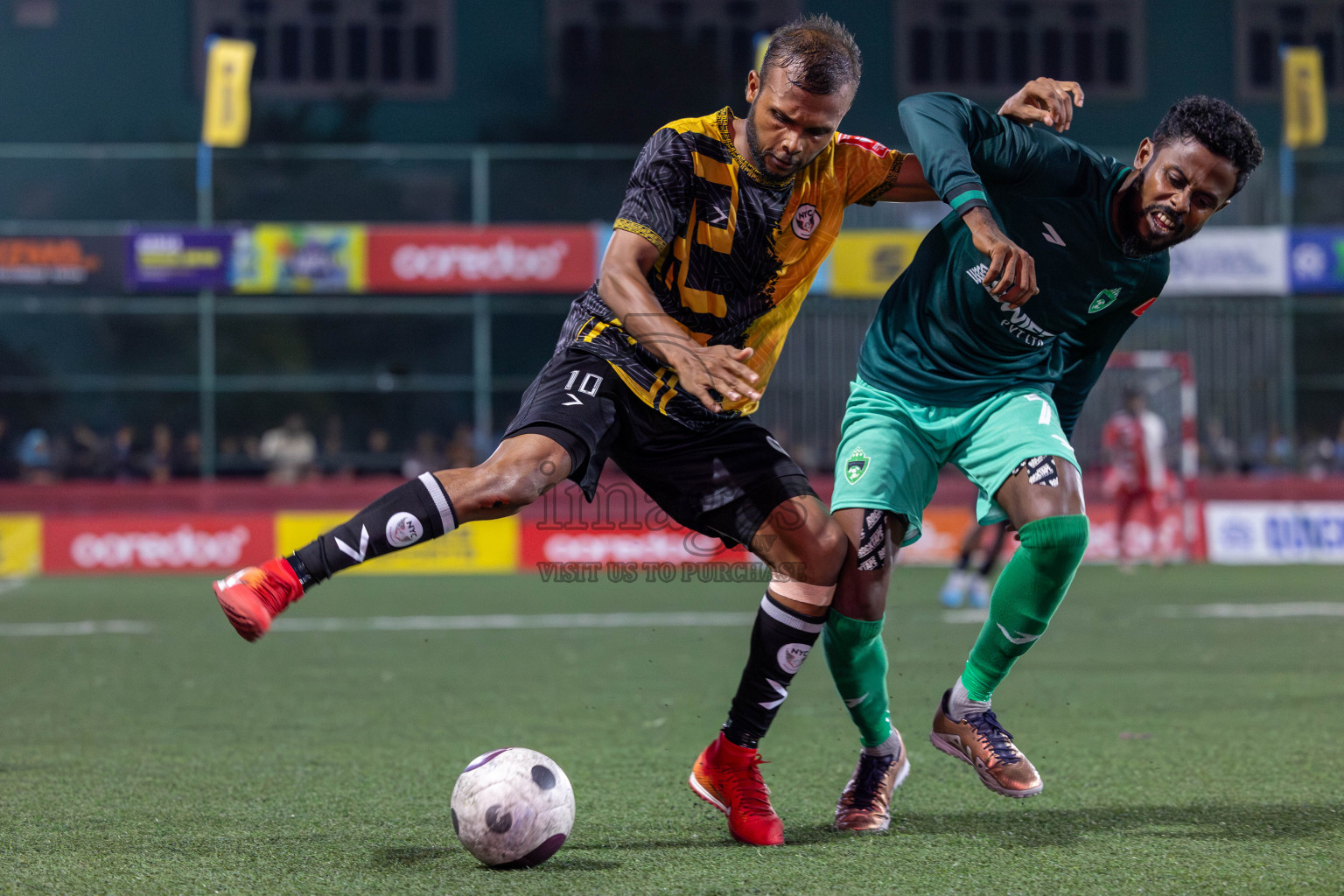 M. Naalaafushi vs M. Maduvvari in Day 28 of Golden Futsal Challenge 2024 was held on Sunday , 11th February 2024 in Hulhumale', Maldives Photos: Mohamed Mahfooz Moosa / images.mv