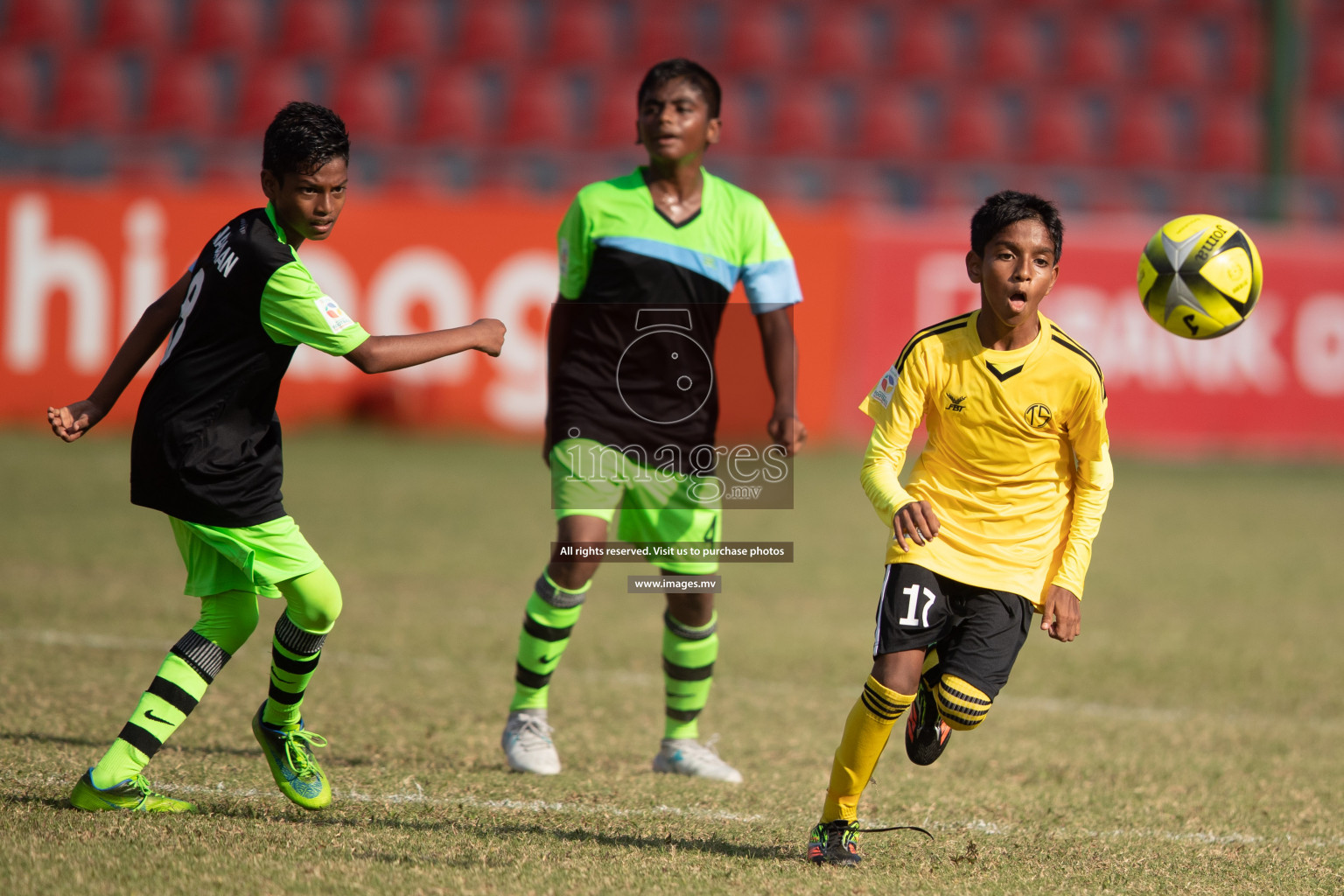 Huravee School vs Thaajuddin School in MAMEN Inter School Football Tournament 2019 (U13) in Male, Maldives on 31st March 2019, Photos: Hassan Simah / images.mv