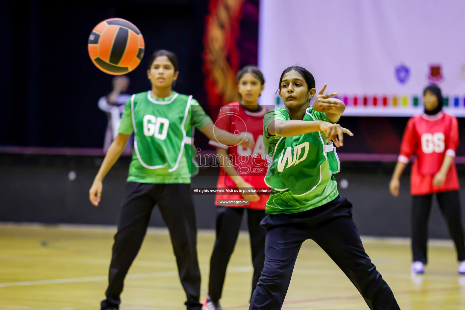 Day 9 of 24th Interschool Netball Tournament 2023 was held in Social Center, Male', Maldives on 4th November 2023. Photos: Hassan Simah / images.mv