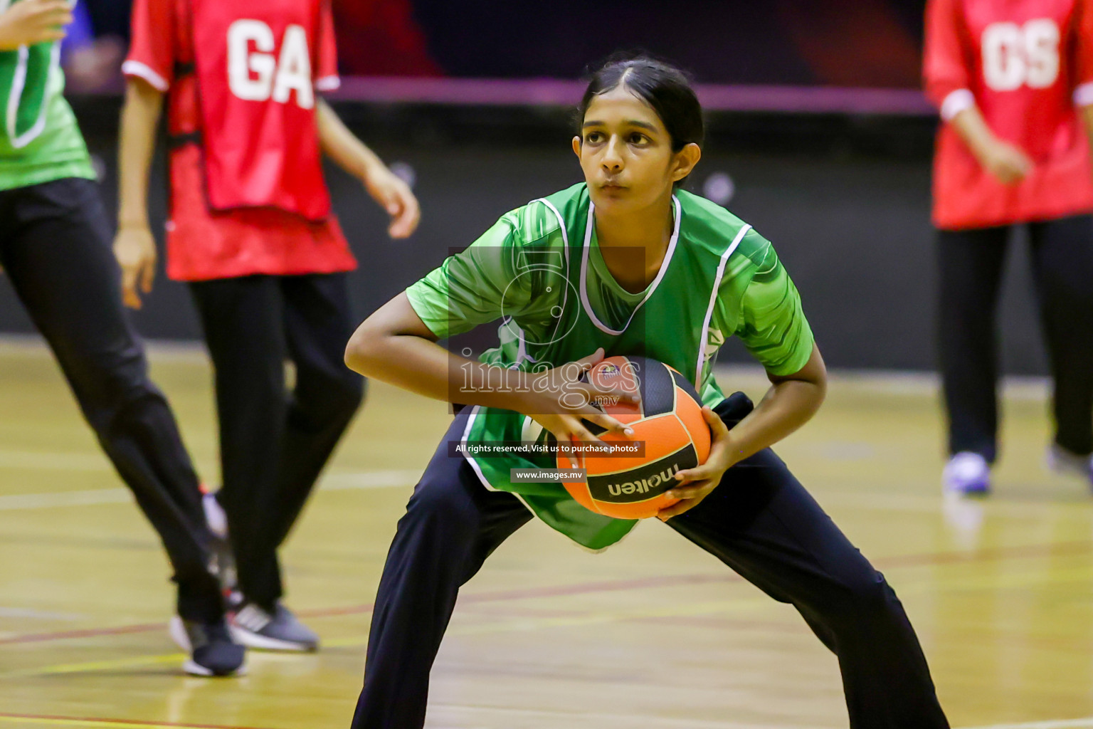 Day 9 of 24th Interschool Netball Tournament 2023 was held in Social Center, Male', Maldives on 4th November 2023. Photos: Hassan Simah / images.mv