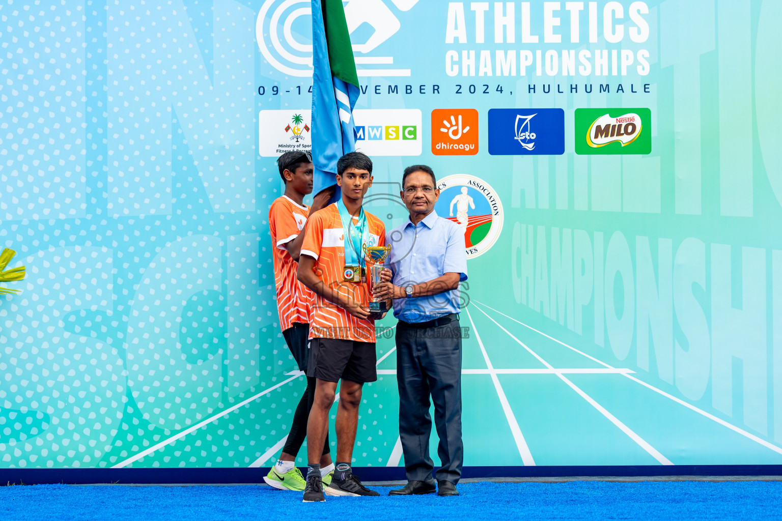 Day 6 of MWSC Interschool Athletics Championships 2024 held in Hulhumale Running Track, Hulhumale, Maldives on Thursday, 14th November 2024. Photos by: Nausham Waheed / Images.mv