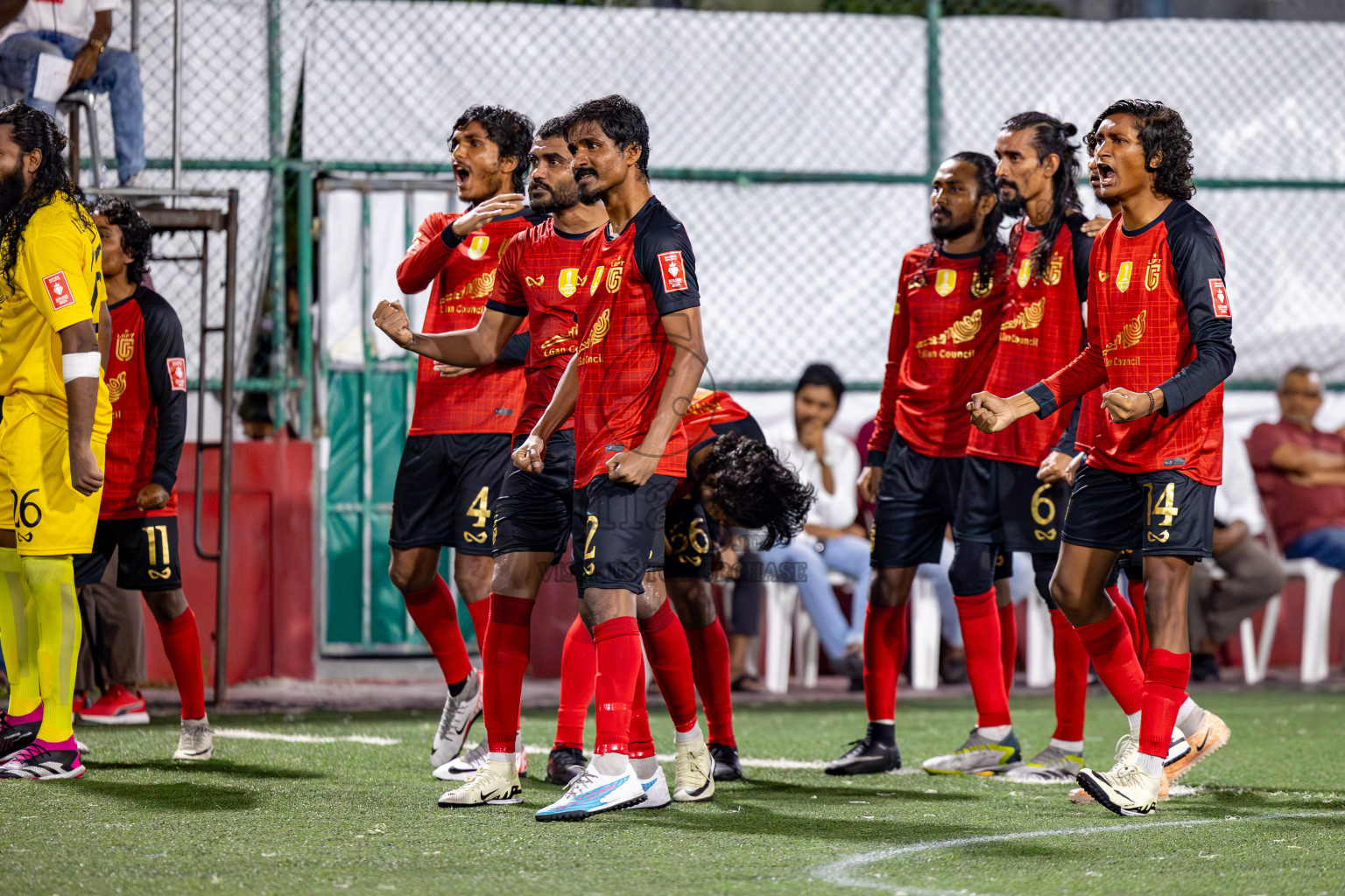 L. Gan VS HDh. Naivaadhoo in Round of 16 on Day 40 of Golden Futsal Challenge 2024 which was held on Tuesday, 27th February 2024, in Hulhumale', Maldives Photos: Hassan Simah / images.mv