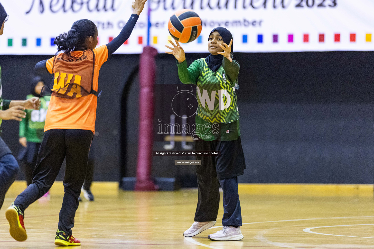 Day3 of 24th Interschool Netball Tournament 2023 was held in Social Center, Male', Maldives on 29th October 2023. Photos: Nausham Waheed, Mohamed Mahfooz Moosa / images.mv