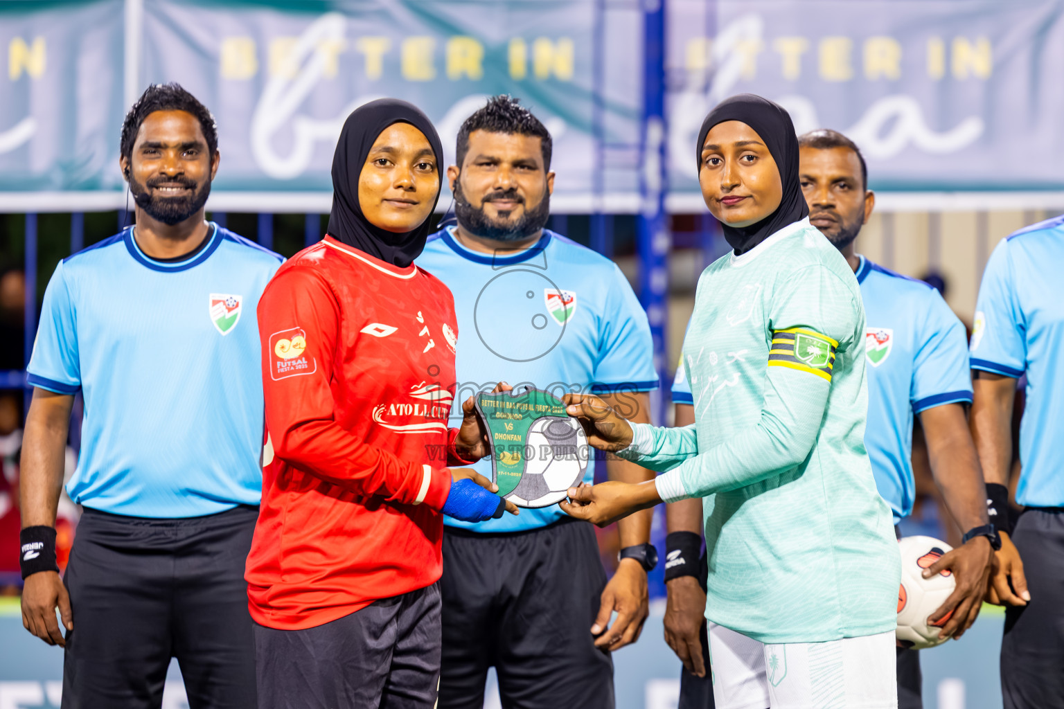 Goidhoo vs Dhonfan in the finals of Better in Baa Futsal Fiesta 2025 woman's division held in B. Eydhafushi, Maldives on Monday, 17th November 2025. Photos: Nausham Waheed / images.mv