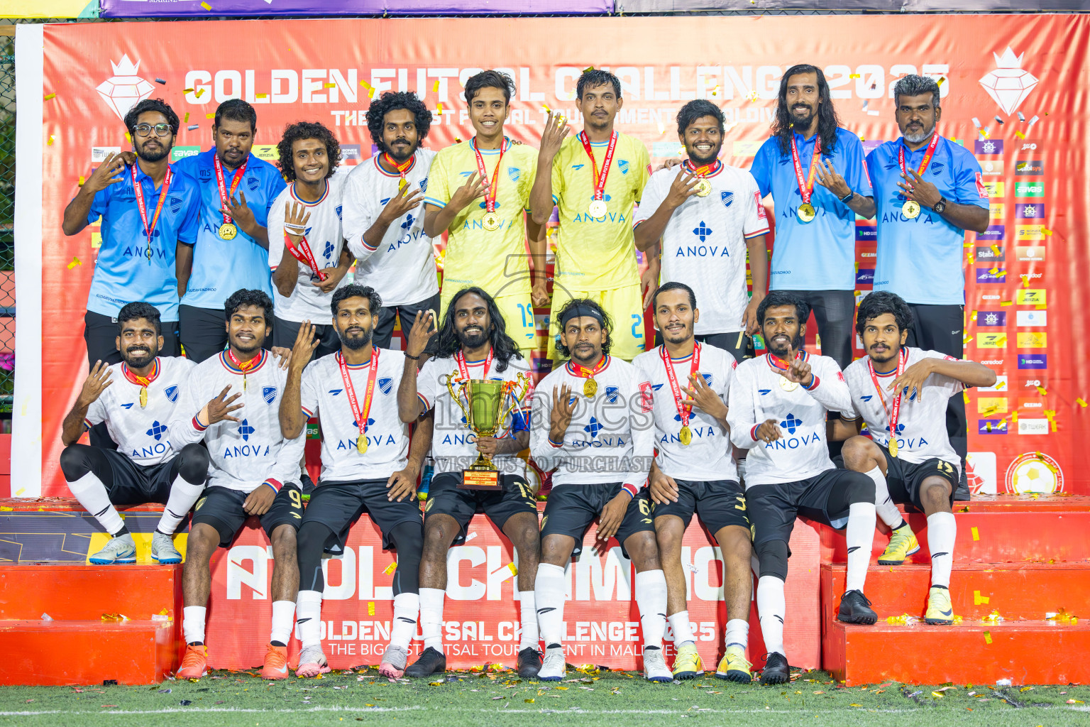 Dh Maaenboodhoo vs Dh Kudahuvadhoo in Dhaalu Atoll Finals in Day 25 of Golden Futsal Challenge 2025 was held on Wednesday , 28th January 2025, in Hulhumale', Maldives. Photos: Ismail Thoriq / images.mv