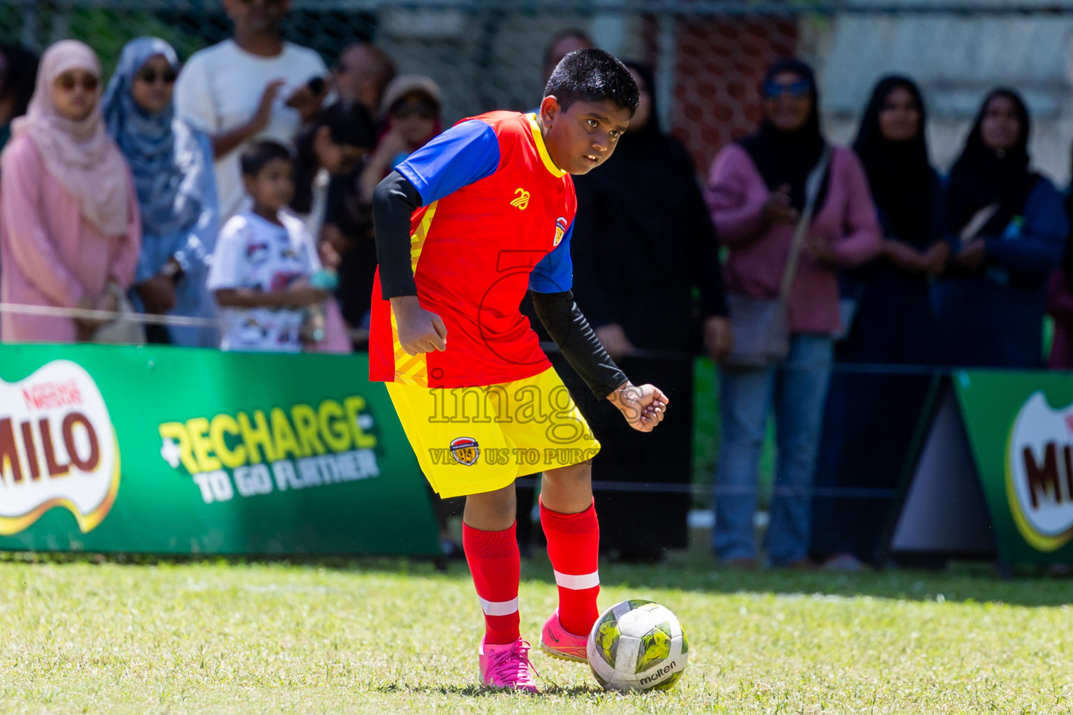 Day 3 of MILO Academy Championship 2025 (U-12) was held at Henveiru Stadium in Male', Maldives on Saturday, 3rd May 2025. Photos: Nausham Waheed / images.mv