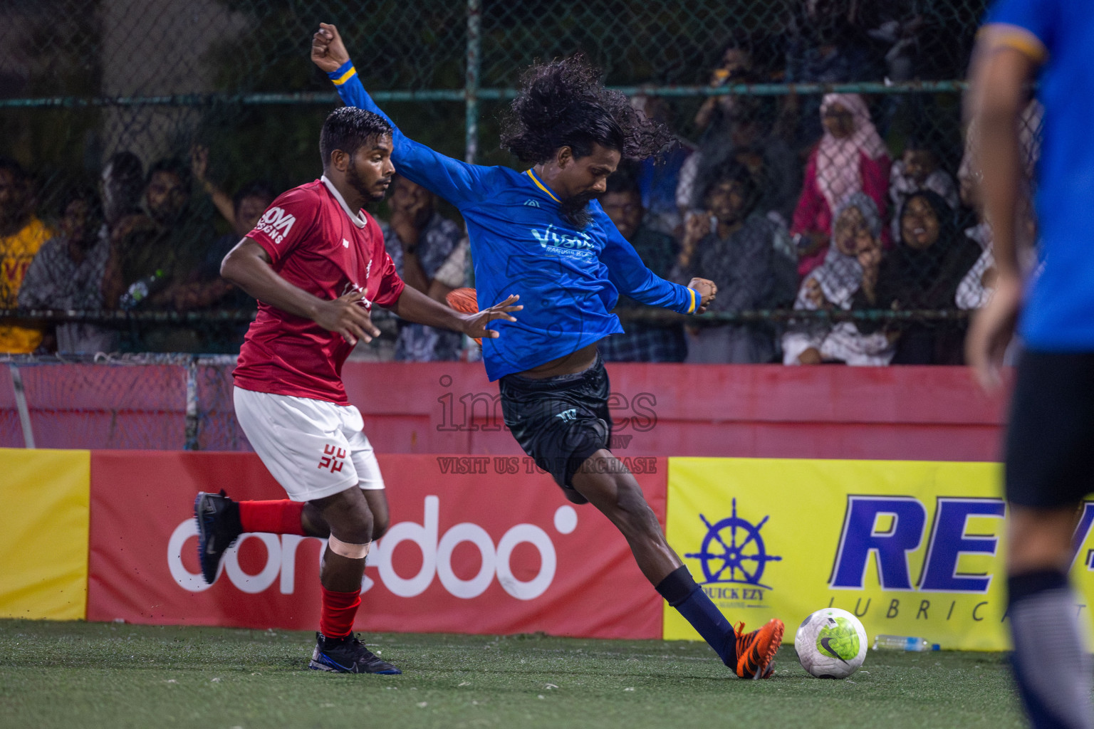 K. Maafushi vs K. Kaashidhoo in Day 28 of Golden Futsal Challenge 2024 was held on Sunday , 11th February 2024 in Hulhumale', Maldives Photos: Mohamed Mahfooz Moosa / images.mv