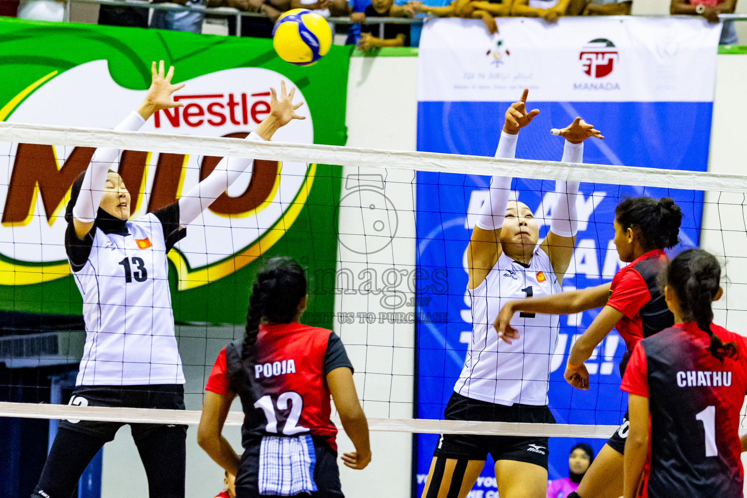 Kyrgyzstan vs Sri Lanka in Day 3 of CAVA U20 Woman's Volleyball Championship 2024 was held in Social Center, Male', Maldives on 20th July 2024. Photos: Nausham Waheed / images.mv