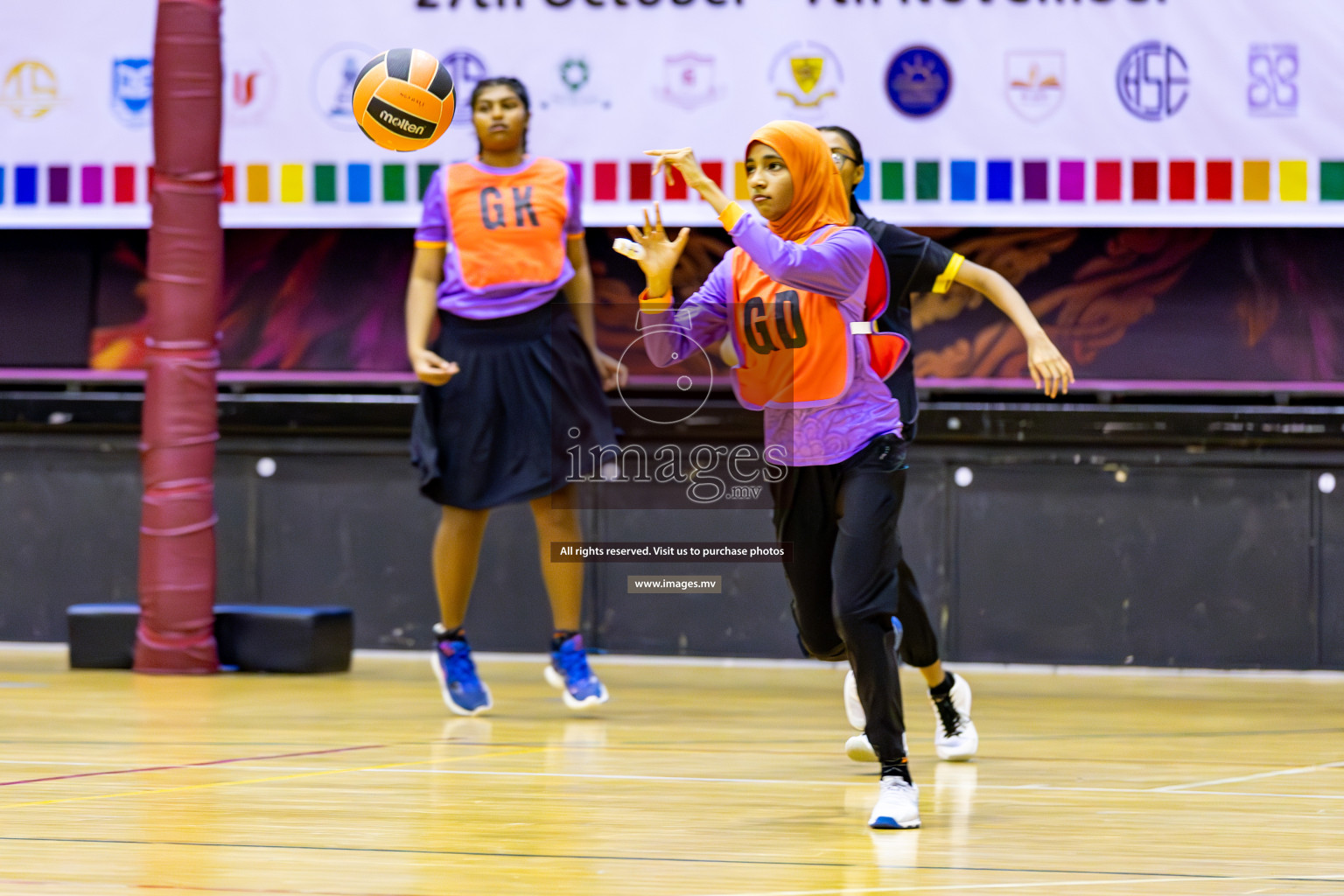 Day 9 of 24th Interschool Netball Tournament 2023 was held in Social Center, Male', Maldives on 4th November 2023. Photos: Hassan Simah / images.mv