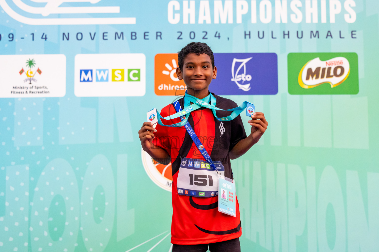 Day 6 of MWSC Interschool Athletics Championships 2024 held in Hulhumale Running Track, Hulhumale, Maldives on Thursday, 14th November 2024. Photos by: Nausham Waheed / Images.mv