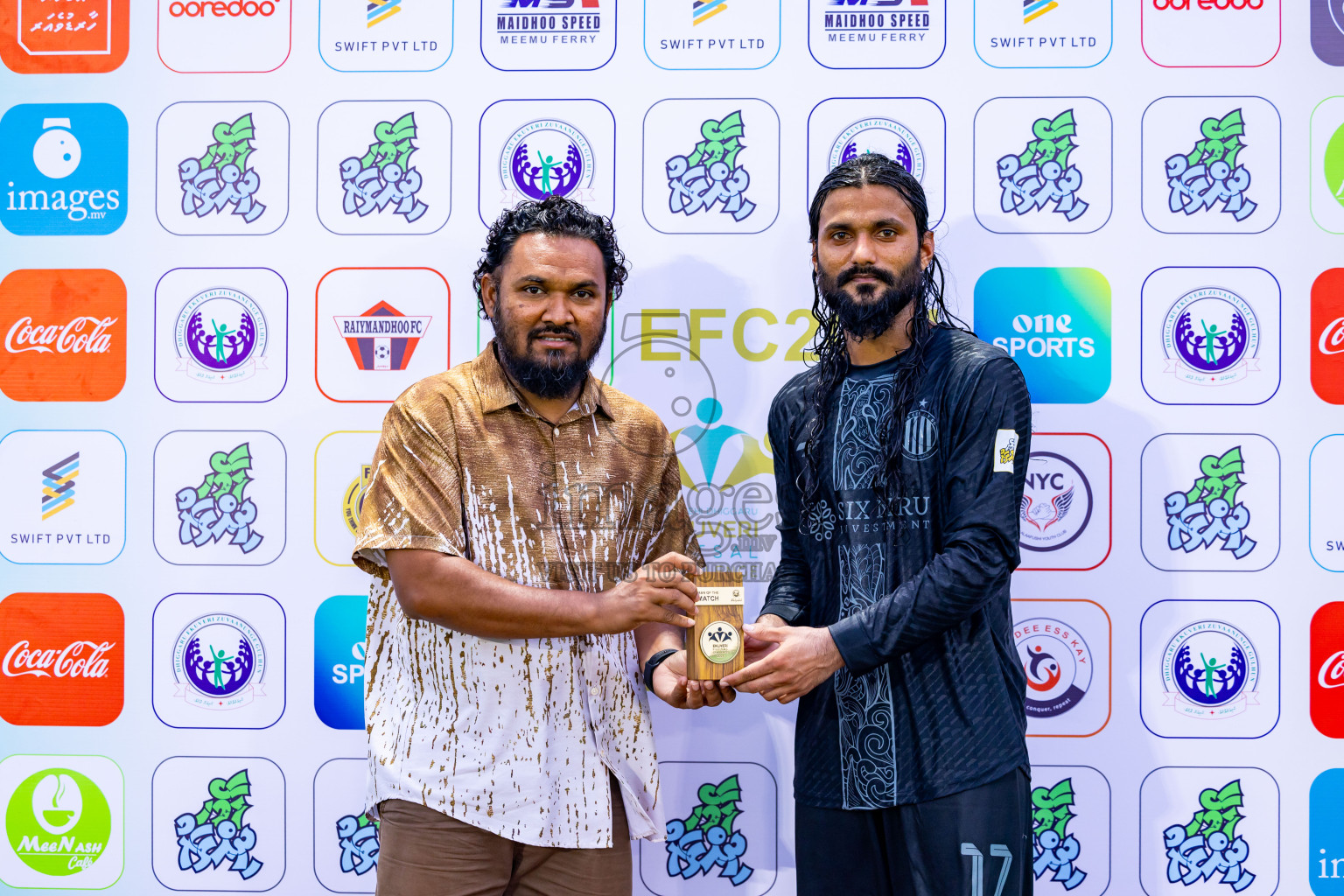 Raiymandhoo FC vs Dee Cee Jay SC in Day 1 of Laamehi Dhiggaru Ekuveri Futsal Challenge 2024 was held on Friday, 26th July 2024, at Dhiggaru Futsal Ground, Dhiggaru, Maldives Photos: Nausham Waheed / images.mv