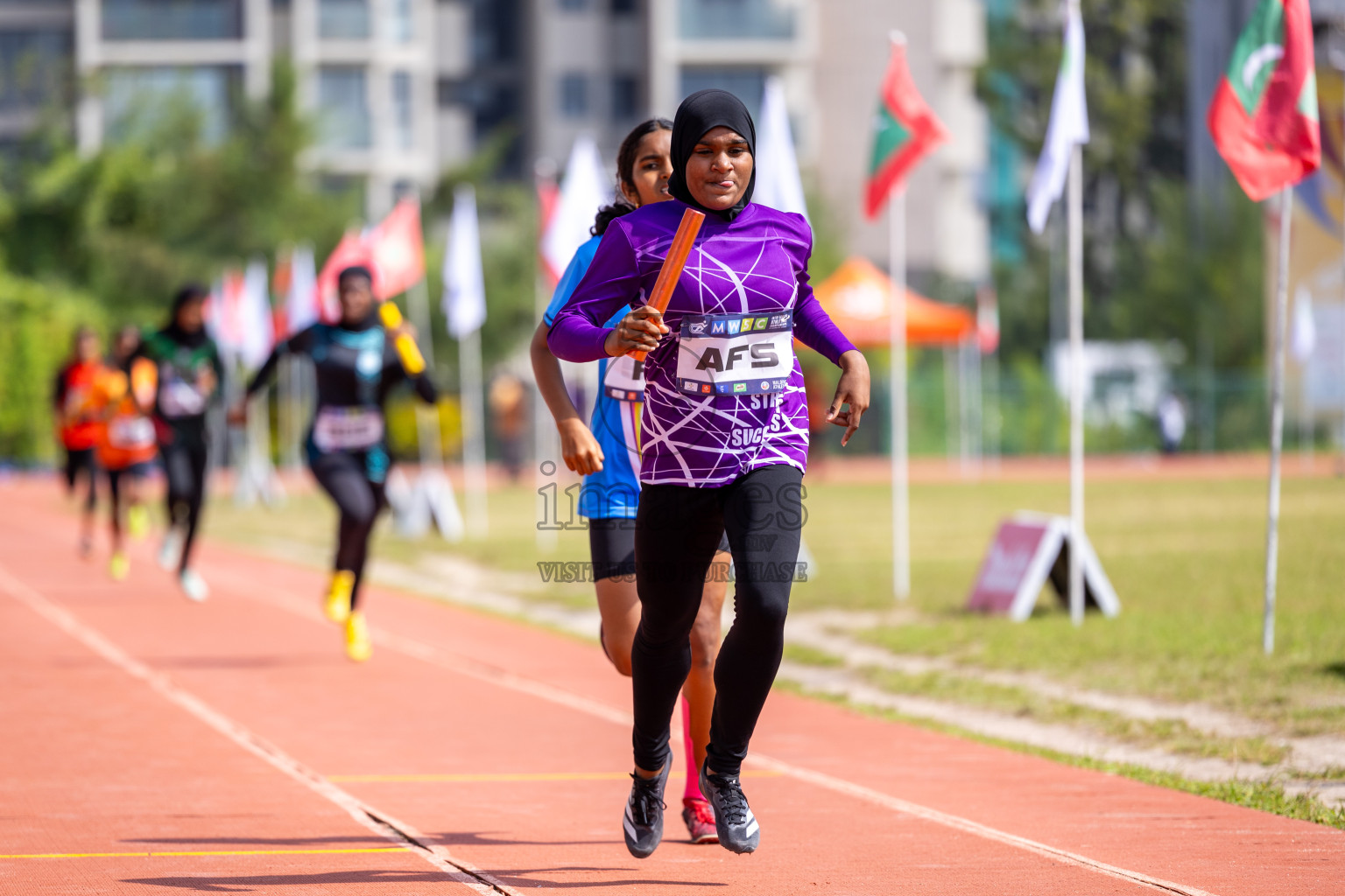 Day 6 of MWSC Interschool Athletics Championships 2024 held in Hulhumale Running Track, Hulhumale, Maldives on Thursday, 14th November 2024. Photos by: Ismail Thoriq / Images.mv