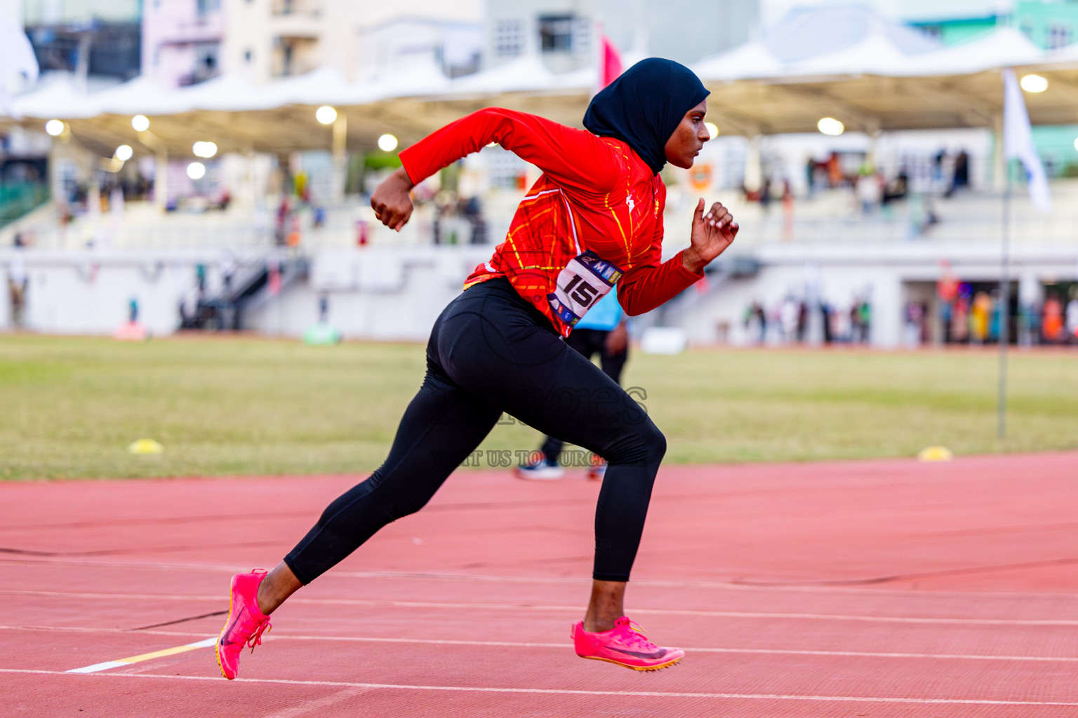 Day 3 of MWSC Interschool Athletics Championships 2024 held in Hulhumale Running Track, Hulhumale, Maldives on Monday, 11th November 2024. Photos by: Nausham Waheed / Images.mv