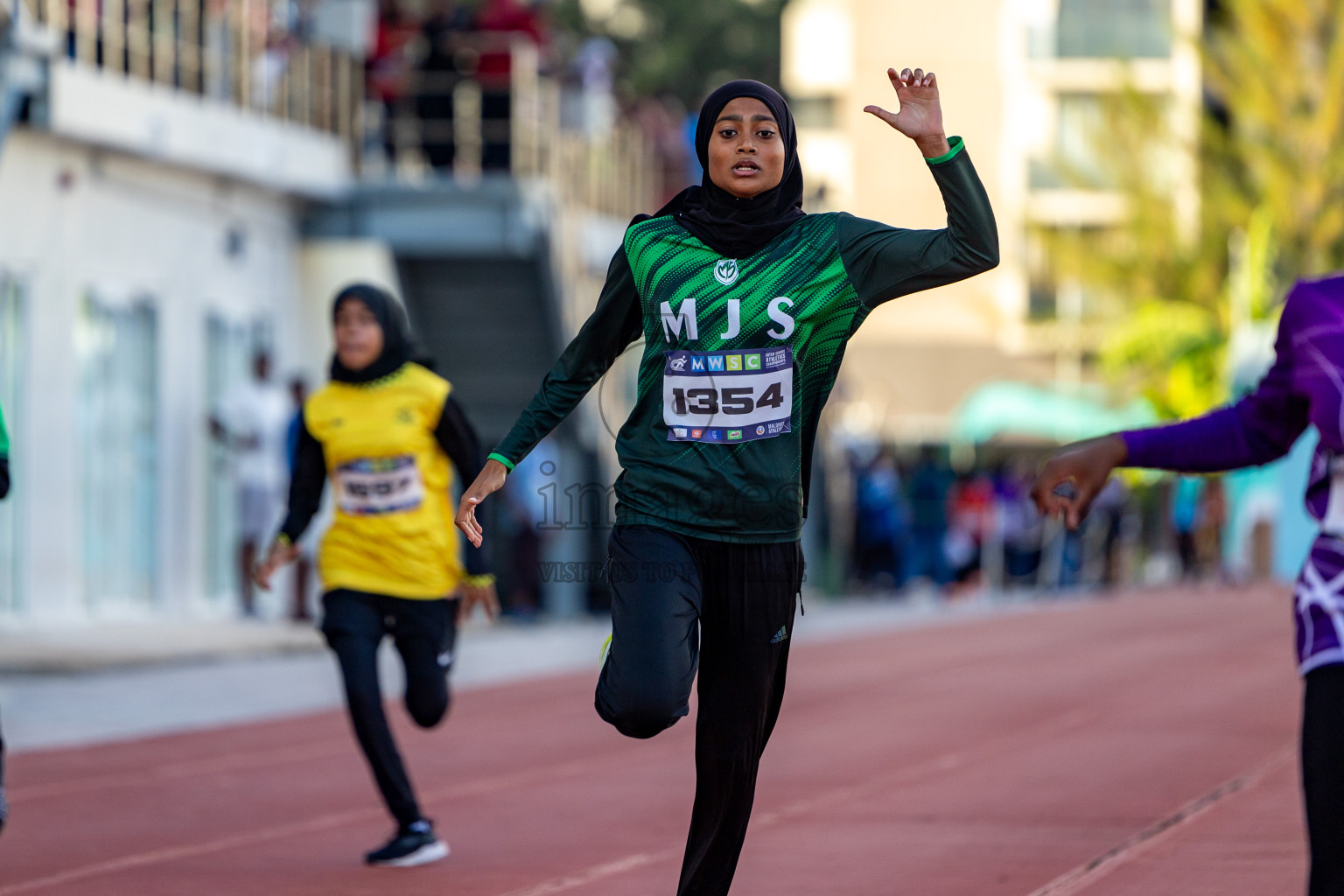 Day 1 of MWSC Interschool Athletics Championships 2024 held in Hulhumale Running Track, Hulhumale, Maldives on Saturday, 9th November 2024. 
Photos by: Hassan Simah / Images.mv