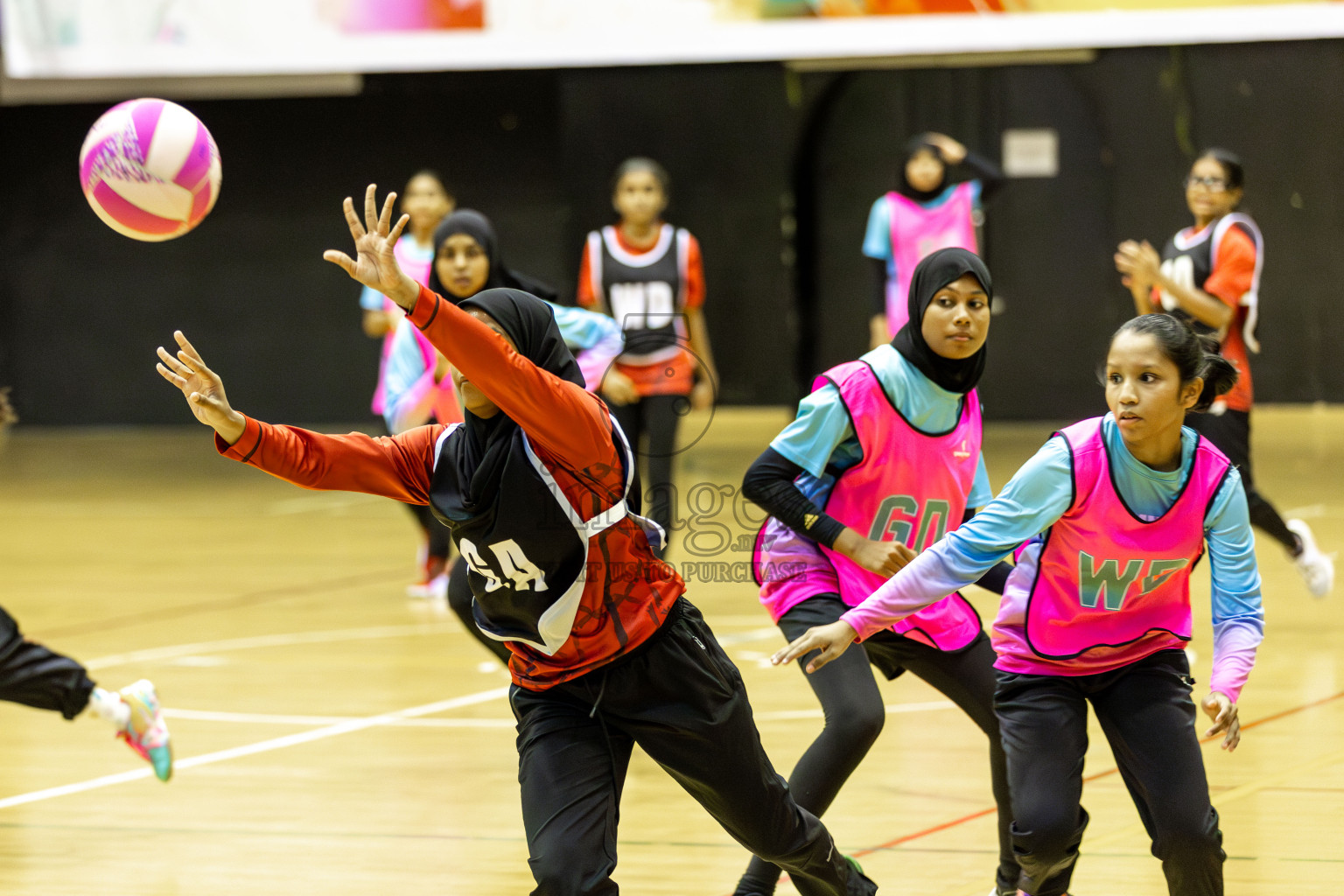 Young Netters A vs AIS Netball Academy in Day 5 of 3rd Netball Junior Championship, held at Social Center on Thursday 23rd January 2025 . Photos: Shuu Abdul Sattar / images.mv
