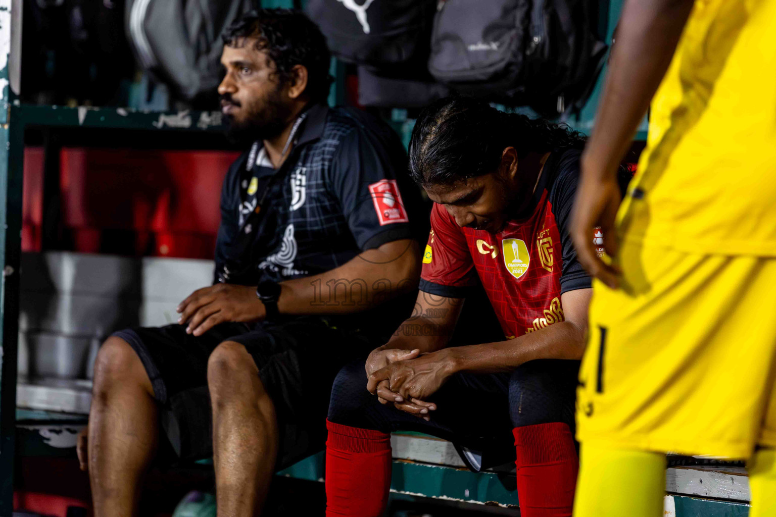 L. Gan VS B. Eydhafushi in the Finals of Golden Futsal Challenge 2024 which was held on Thursday, 7th March 2024, in Hulhumale', Maldives. 
Photos: Hassan Simah / images.mv