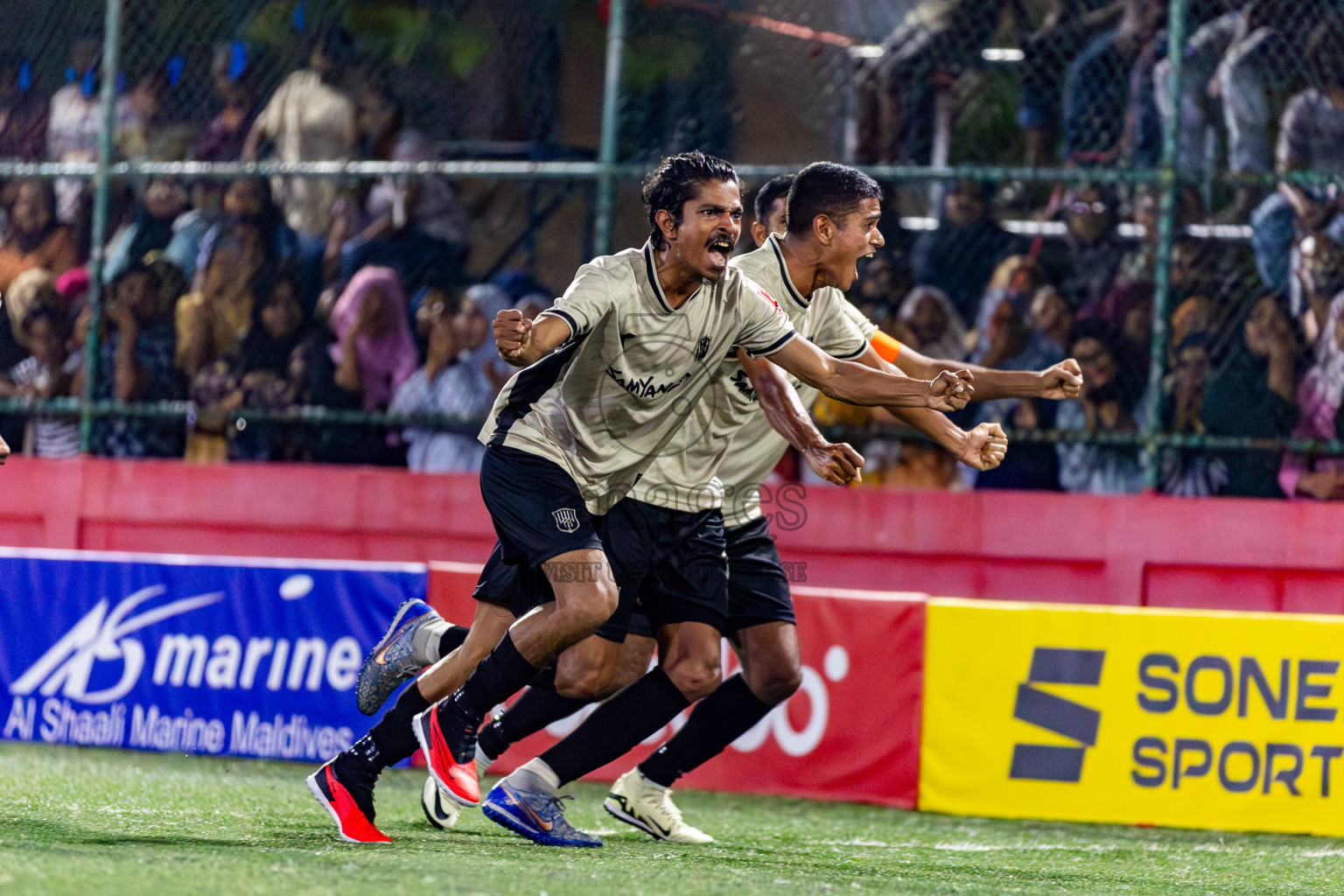 Lh Hinnavaru vs Lh Kurendhoo in Day 29 of Golden Futsal Challenge 2024 was held on Tuesday , 13th February 2024 in Hulhumale', Maldives Photos: Nausham Waheed / images.mv