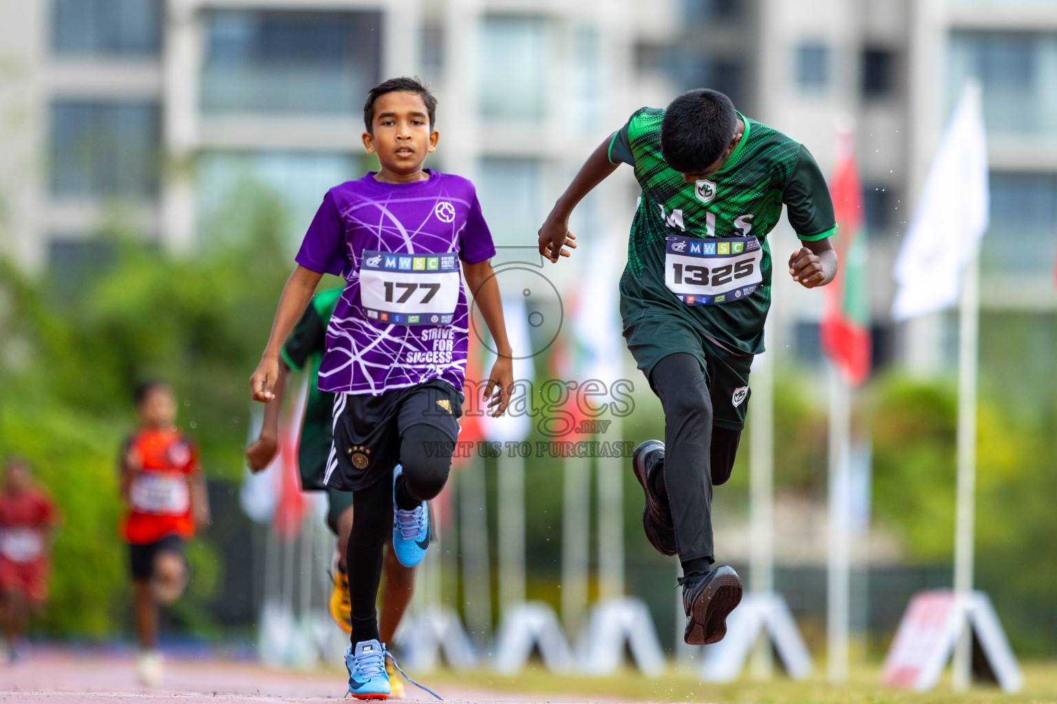 Day 1 of MWSC Interschool Athletics Championships 2024 held in Hulhumale Running Track, Hulhumale, Maldives on Saturday, 9th November 2024. 
Photos by: Ismail Thoriq / images.mv