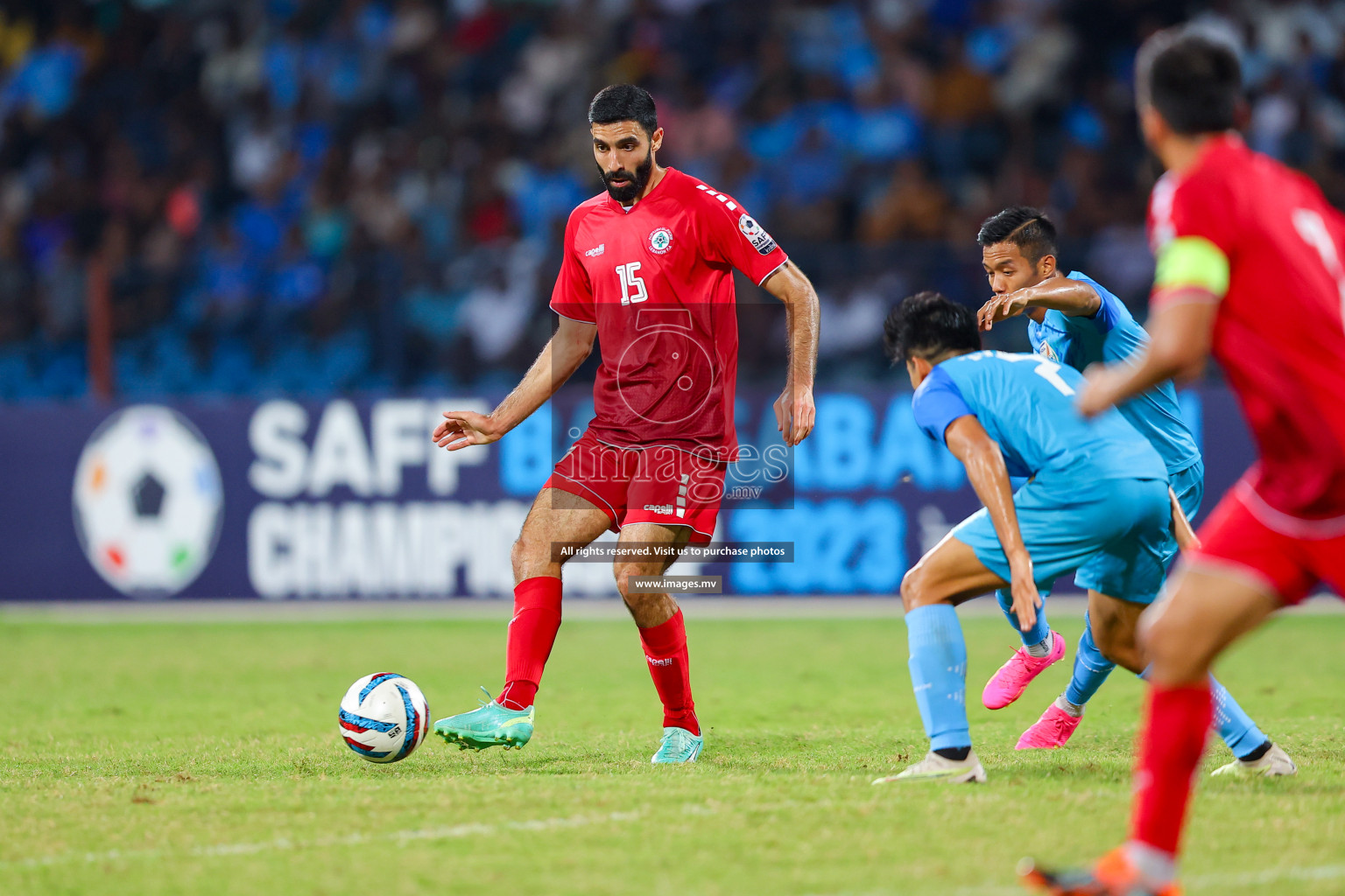 Lebanon vs India in the Semi-final of SAFF Championship 2023 held in Sree Kanteerava Stadium, Bengaluru, India, on Saturday, 1st July 2023. Photos: Nausham Waheed, Hassan Simah / images.mv