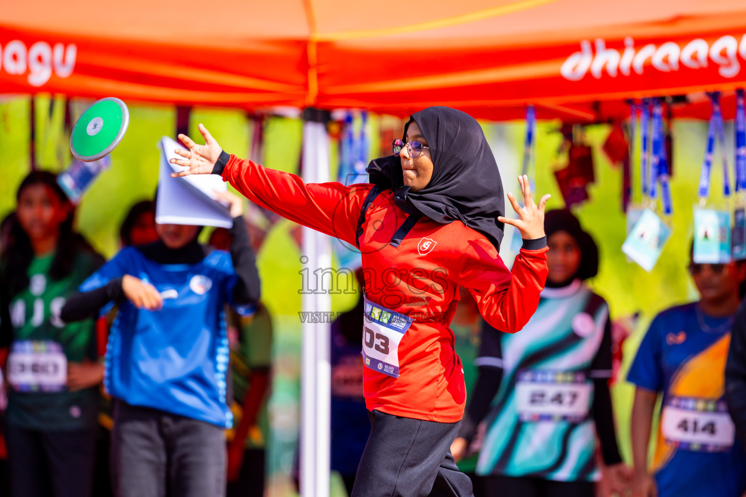 Day 6 of MWSC Interschool Athletics Championships 2024 held in Hulhumale Running Track, Hulhumale, Maldives on Thursday, 14th November 2024. Photos by: Nausham Waheed / Images.mv