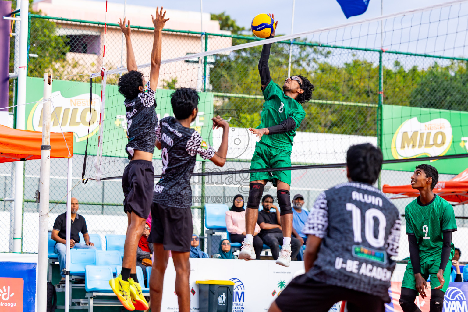Sports Club Dhirun vs Goodies Sports Club in Milo National Junior Volleyball Championship 2025 Day 3 was held on Monday, 24th November 2025 at Ekuveni Turf Court Male', Maldives. Photos: Nausham Waheed / images.mv