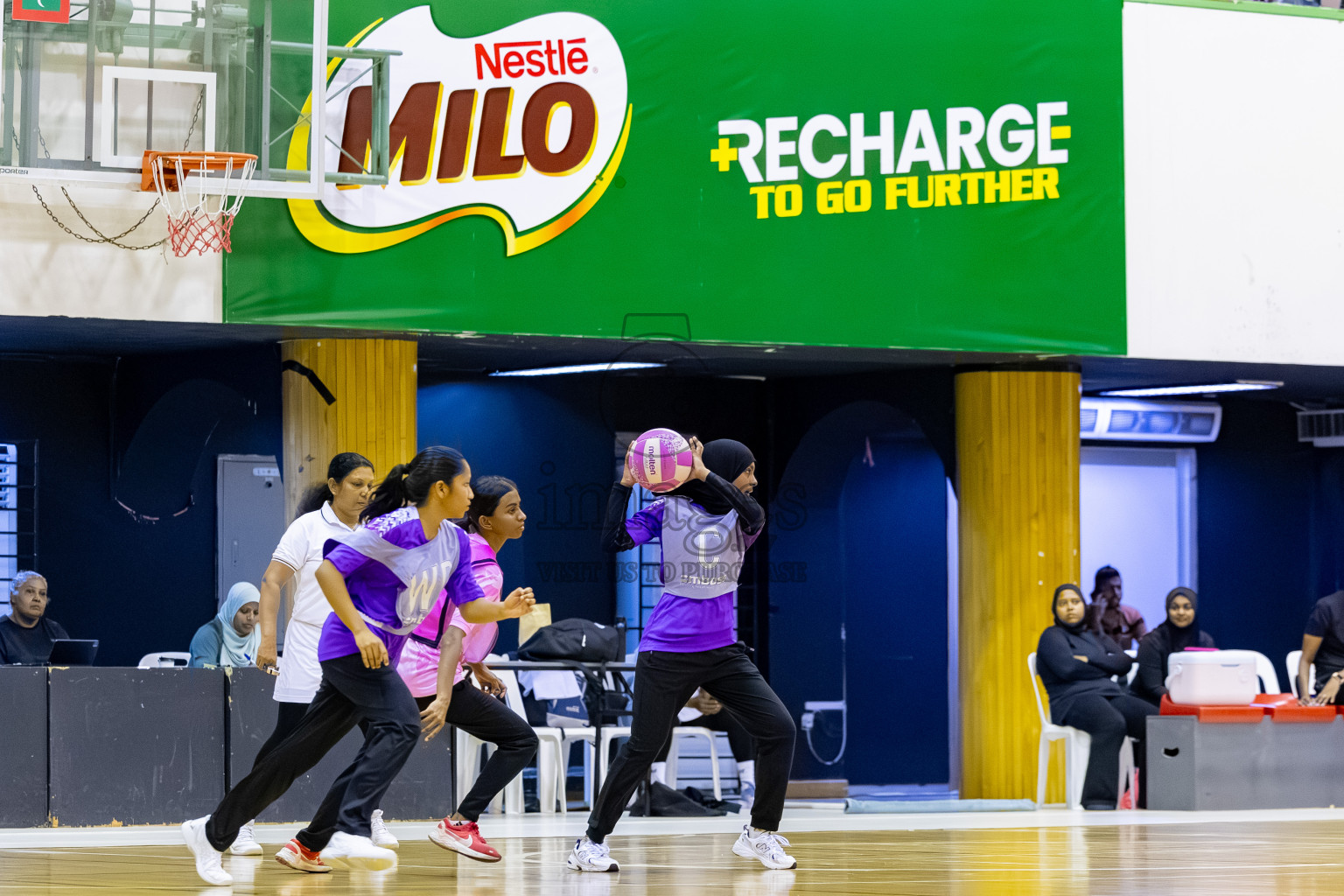 Invicto SC vs Xenith SC A in Day 3 of 24th Milo Netball Association Championship held in Social Center at Male', Maldives on Wednesday, 3rd September 2025. Photos: Mohamed MahfoozMoosa / images.mv