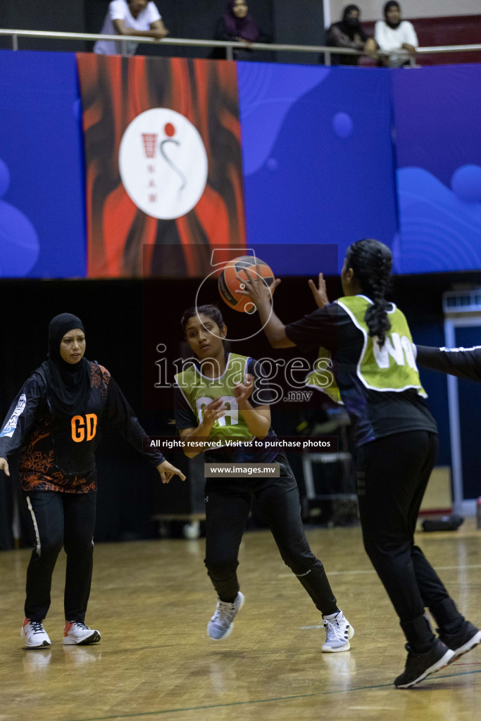 Club Matrix vs Youth United Sports Club in the Milo National Netball Tournament 2022 on 19 July 2022, held in Social Center, Male', Maldives. Photographer: Shuu / Images.mv