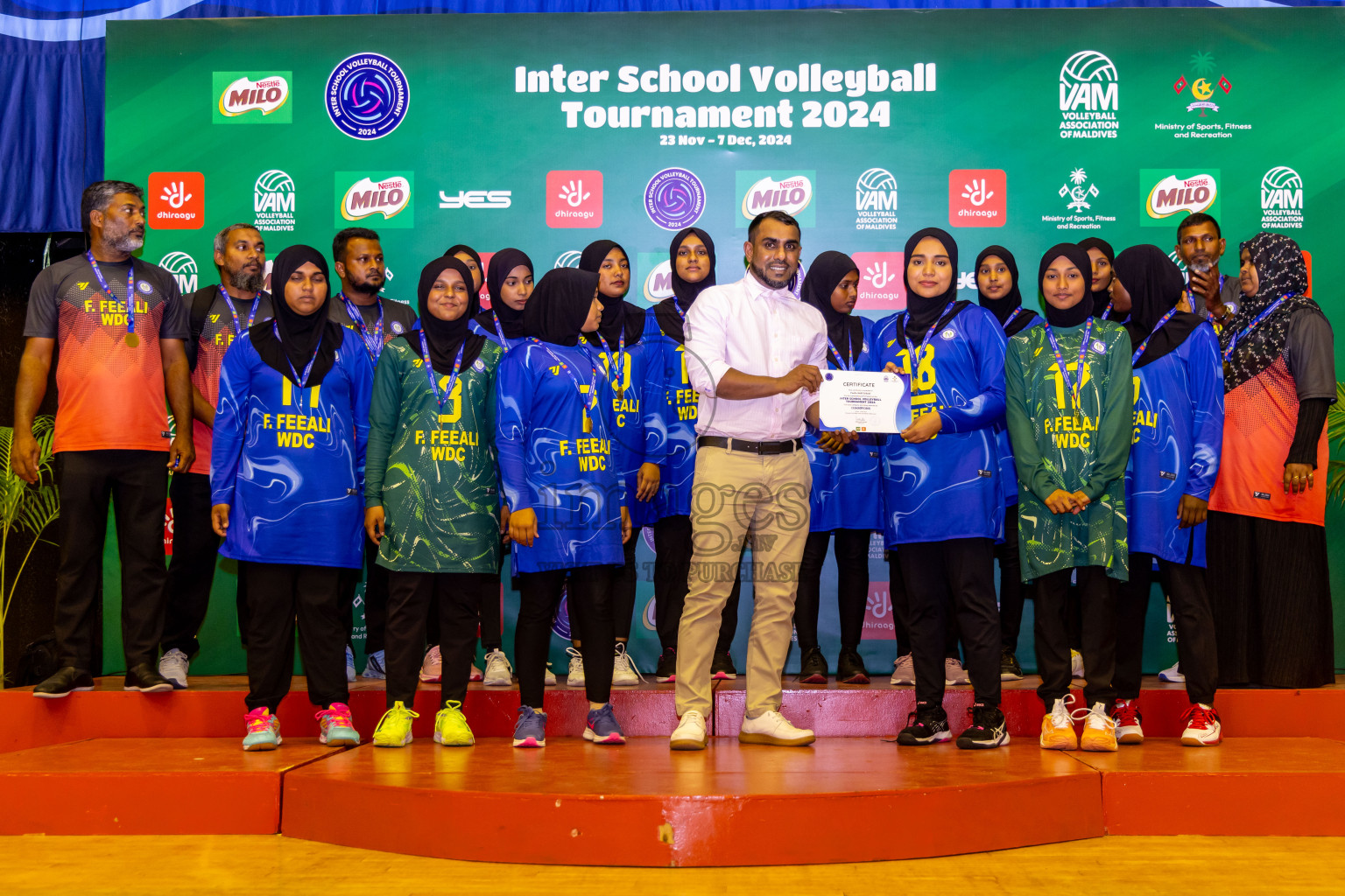 Finals of Interschool Volleyball Tournament 2024 was held in Social Center at Male', Maldives on Friday, 6th December 2024. Photos: Nausham Waheed / images.mv