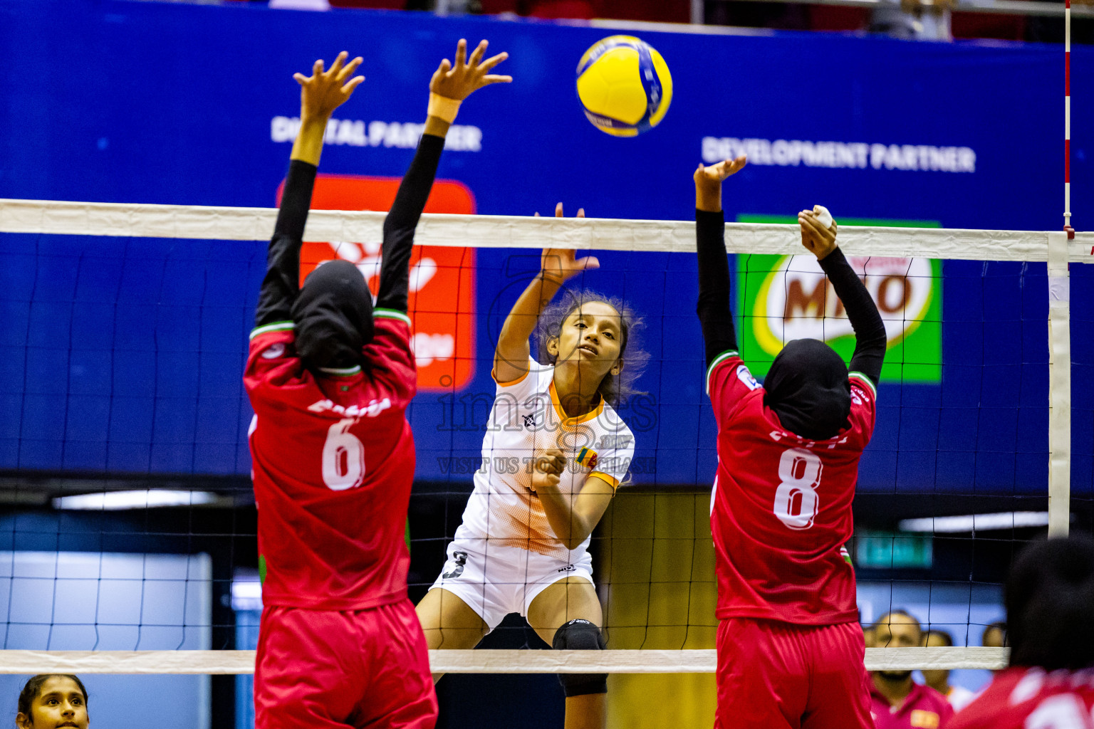 Sri Lanka vs Maldives in Semi Final of CAVA U20 Woman's Volleyball Championship 2024 was held in Social Center, Male', Maldives on 22nd July 2024. Photos: Nausham Waheed / images.mv