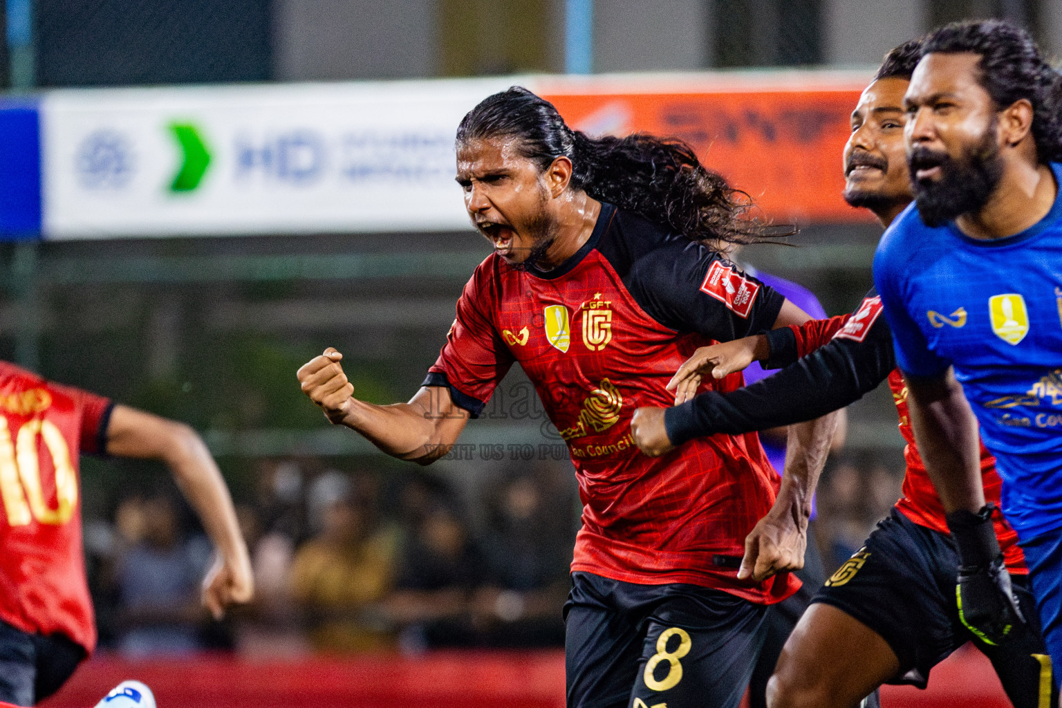 AA Mathiveri vs L Gan in Quarter Finals of Golden Futsal Challenge 2024 which was held on Friday, 1st March 2024, in Hulhumale', Maldives Photos: Nausham Waheed / images.mv