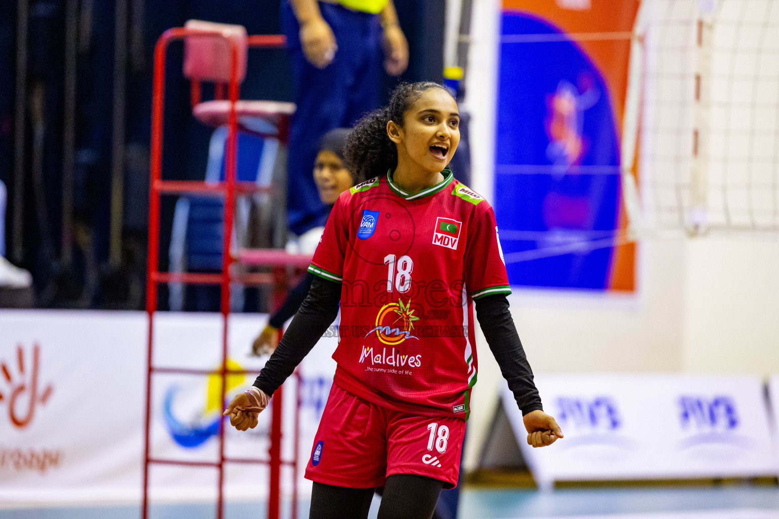 Maldives vs Sri Lanka in Day 2 of CAVA U20 Woman's Volleyball Championship 2024 was held in Social Center, Male', Maldives on 19th July 2024. Photos: Nausham Waheed / images.mv