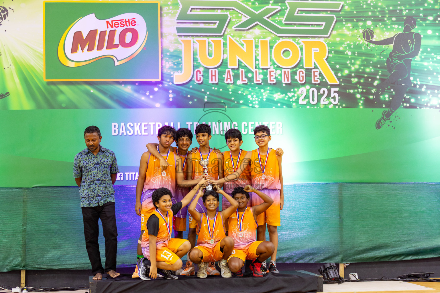 Day 3 of Milo 5 x 5 Junior Challenge 2025 - Basketball tournament held in Basketball Training Center, Male', Maldives on Saturday, 11th October 2025. 
Photos by:  Hassan Simah / Images.mv