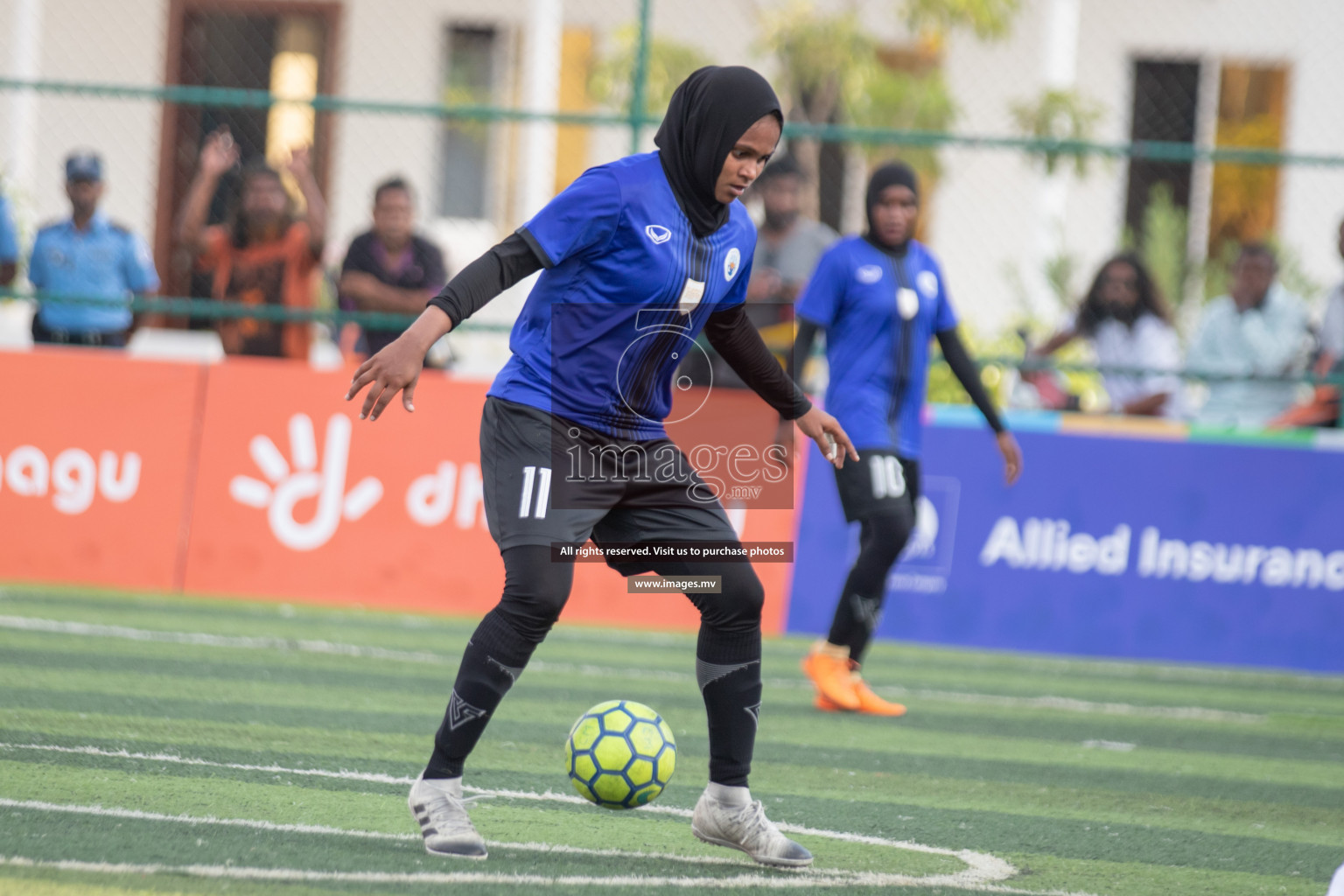 Maldives Ports Limited vs Dhivehi Sifainge Club in the semi finals of 18/30 Women's Futsal Fiesta 2019 on 27th April 2019, held in Hulhumale Photos: Hassan Simah / images.mv